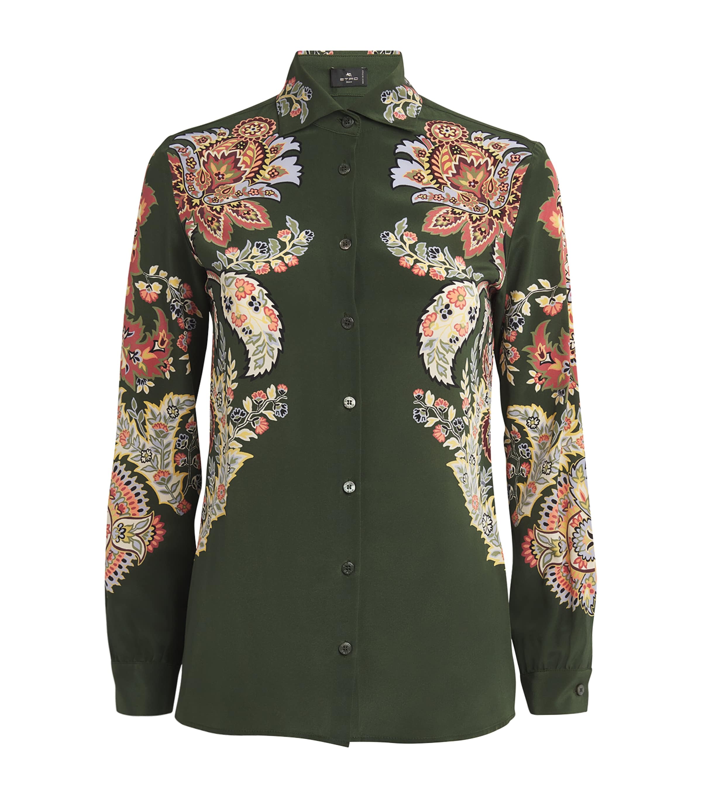 Etro Silk Paisley Print Shirt In Black