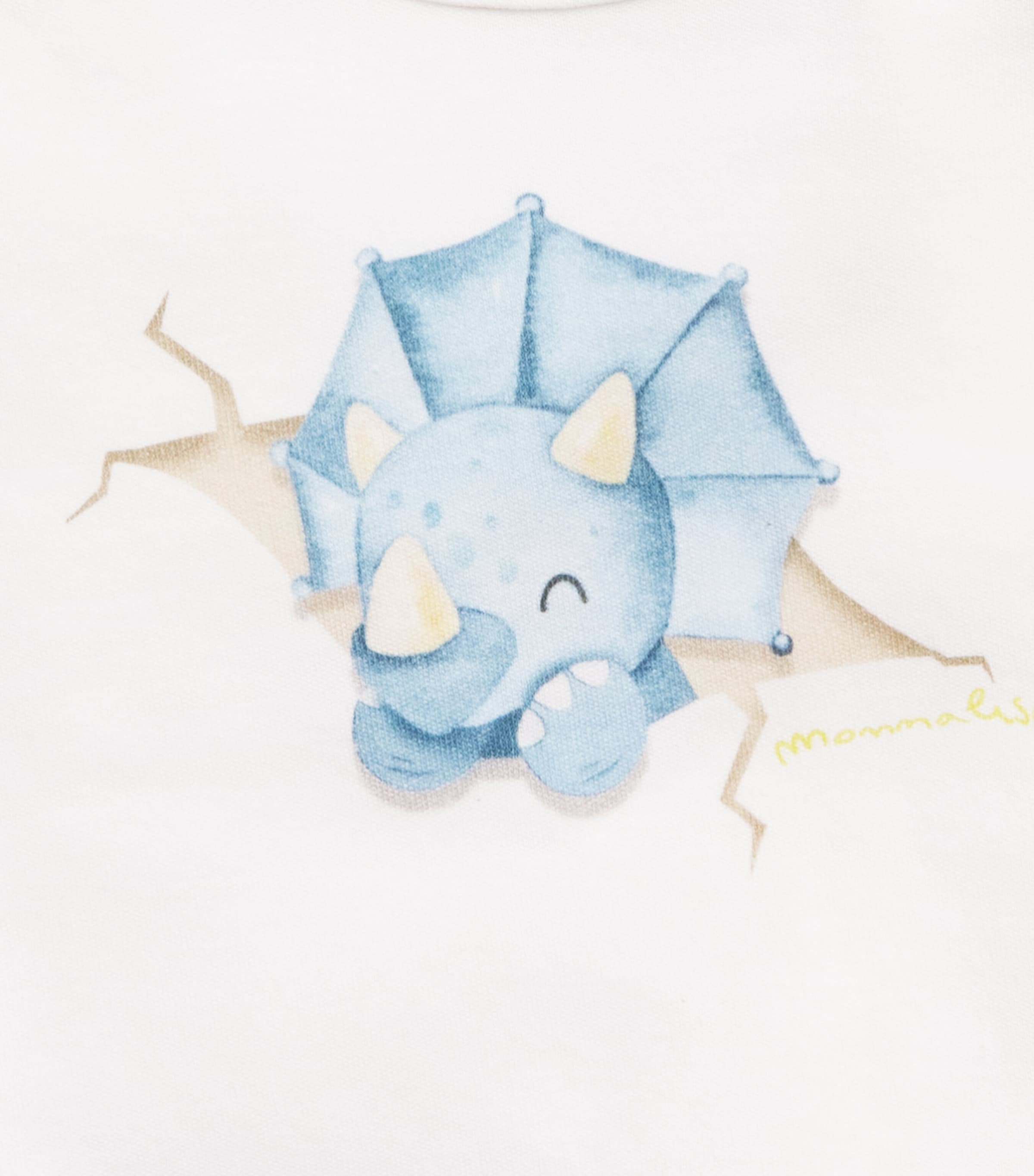 Monnalisa Cotton Dinosaur T-Shirt and Shorts Set (1-9 Months) White+lemonade Image 4