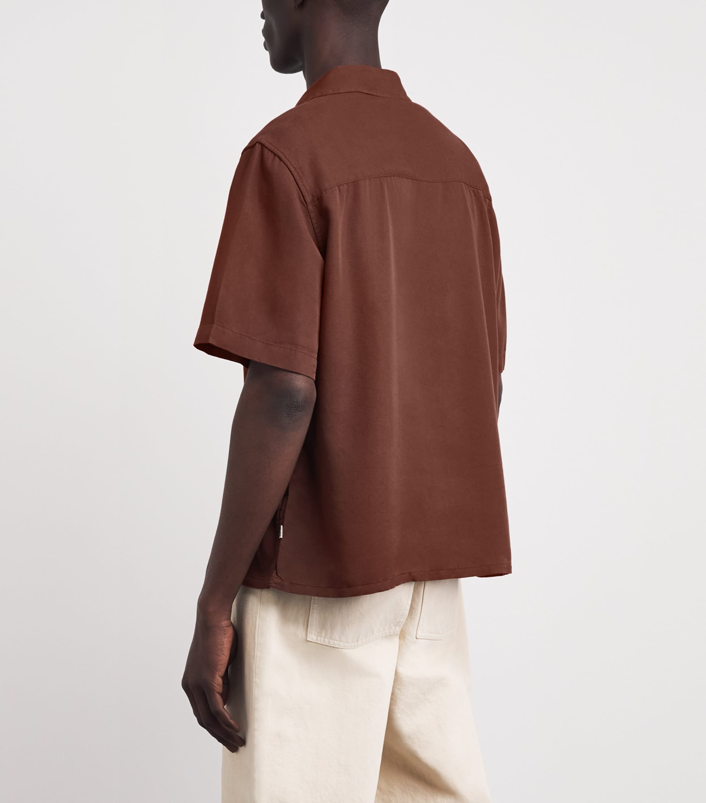 Wax London Mens Camp Collar Curzon Shirt Brown Image 5