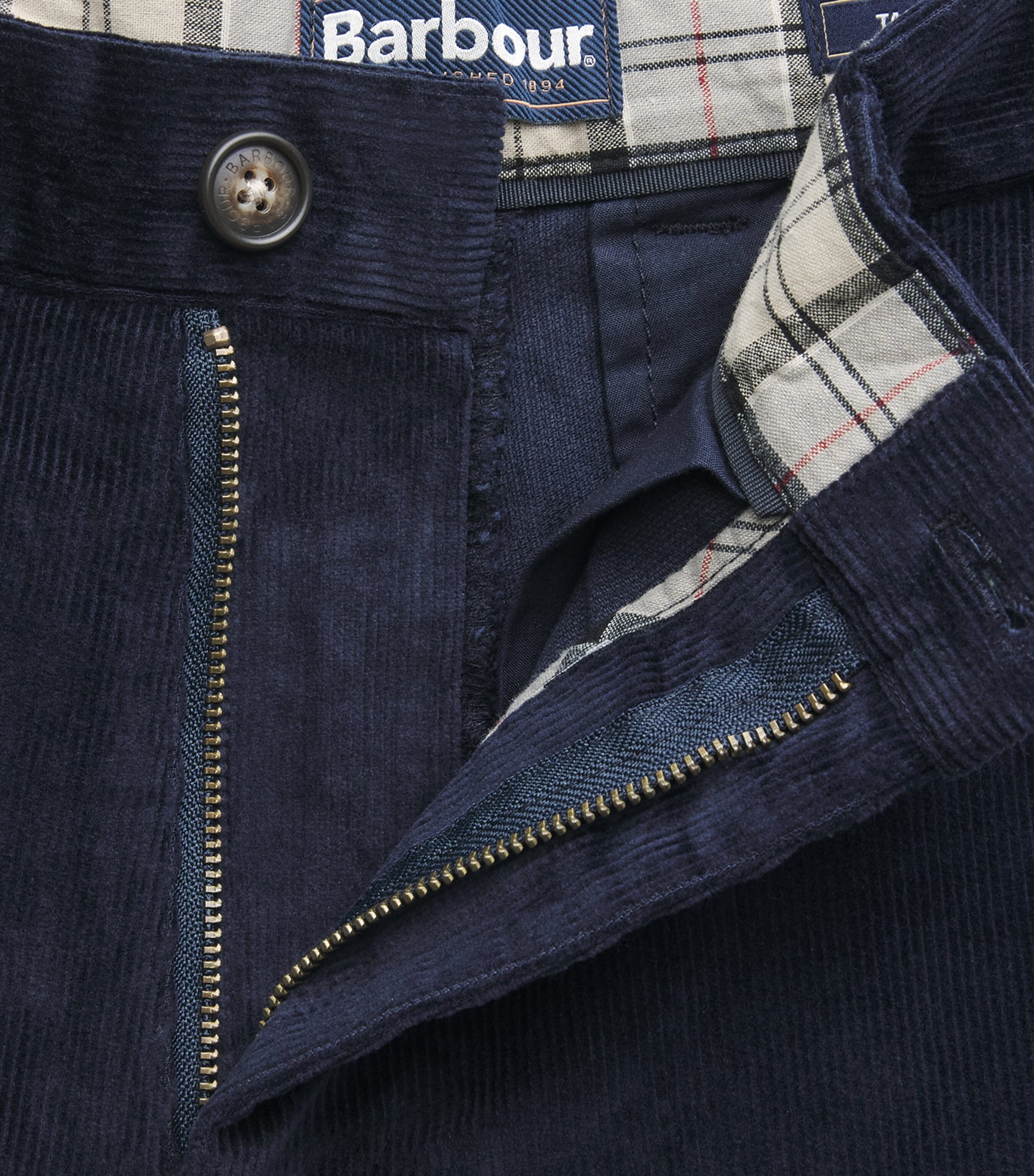 Barbour Mens Stretch-Cotton Corduroy Tailored Trousers Navy Image 6