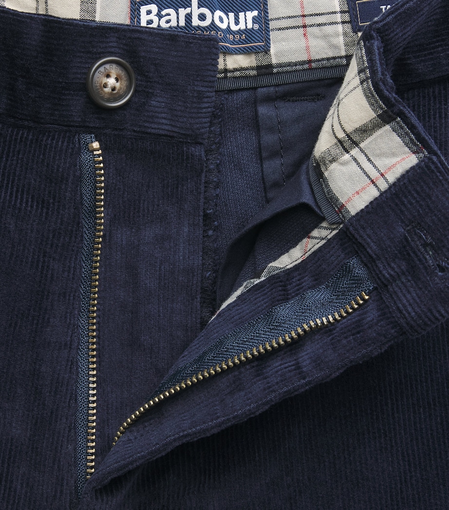 Barbour Mens Stretch-Cotton Corduroy Tailored Trousers Navy Image 6