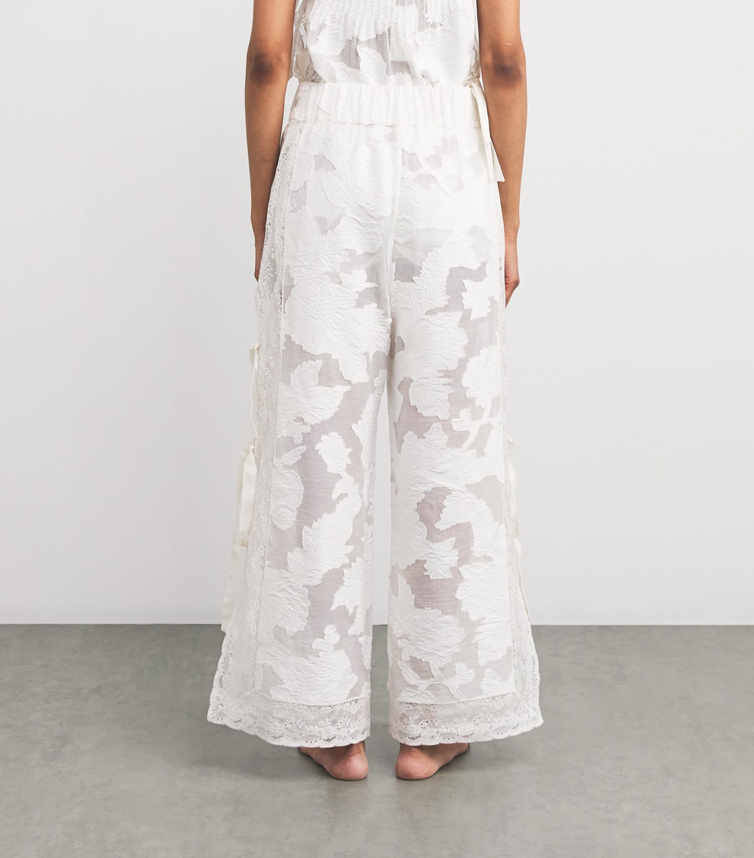 Lace-Trim Clarissa Trousers WHITE DEVORE Image 3