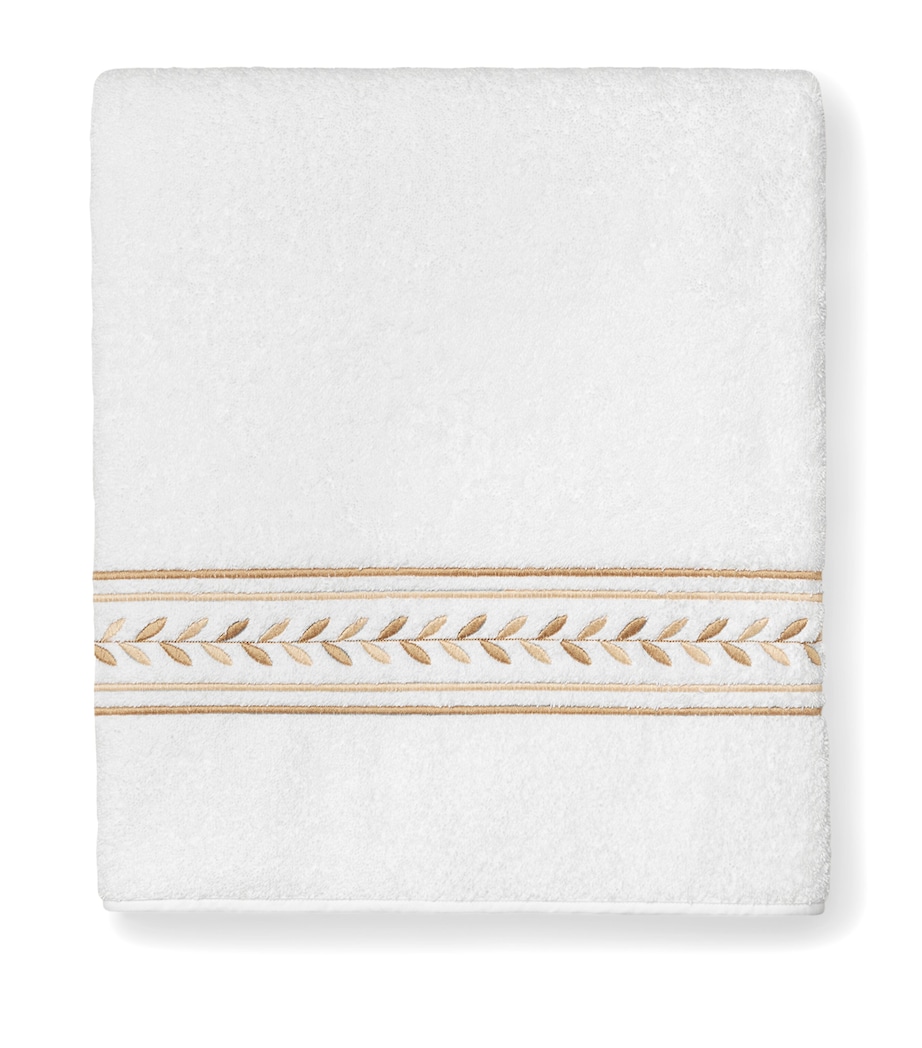Cotton Impero Bath Towel (30cm x 60cm) WHITE/BEIGE Image 1