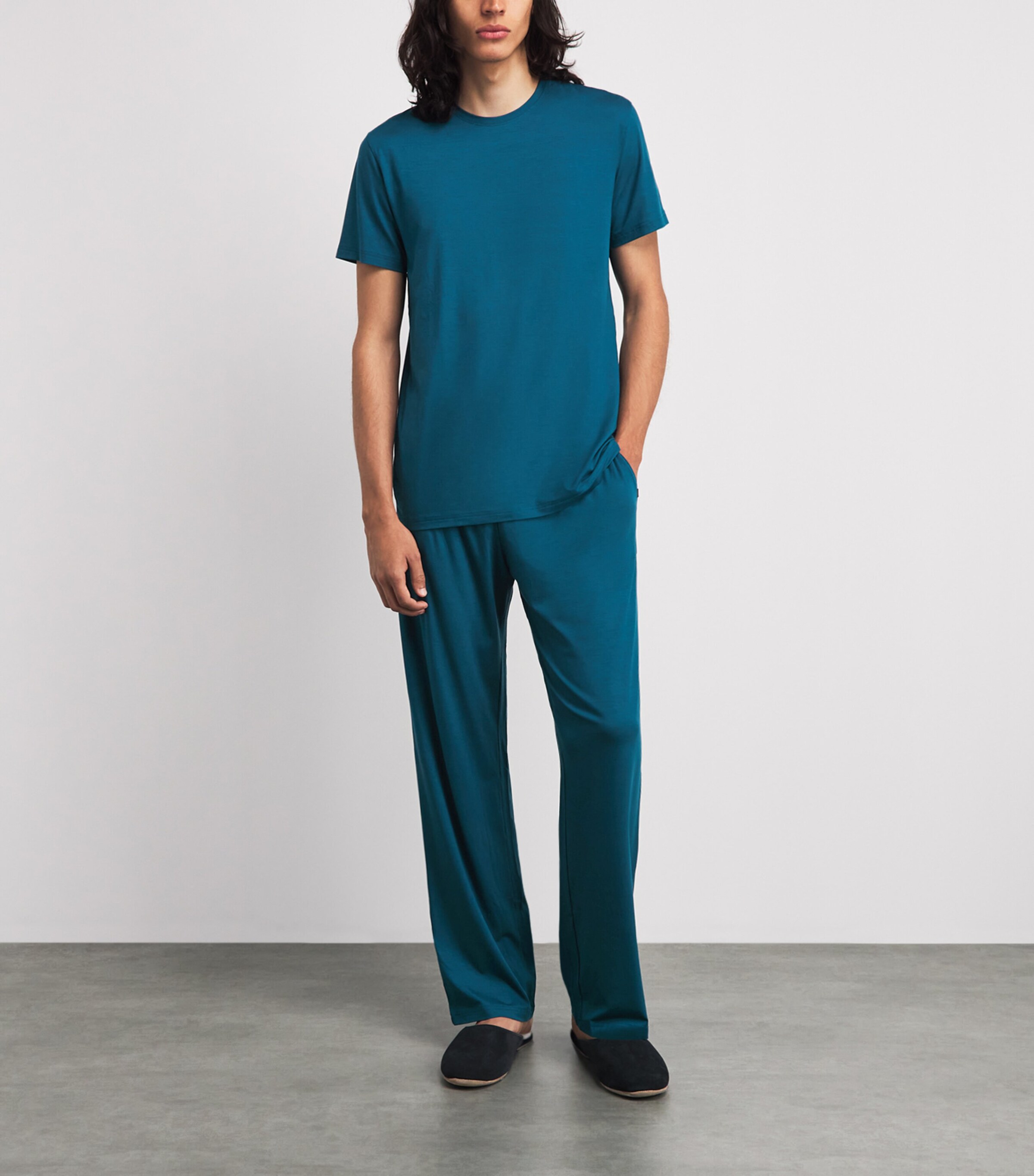 Derek Rose Mens Basel Lounge Trousers Tea Image 2