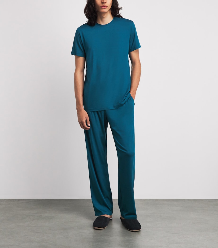 Derek Rose Mens Basel Lounge Trousers Tea Image 2