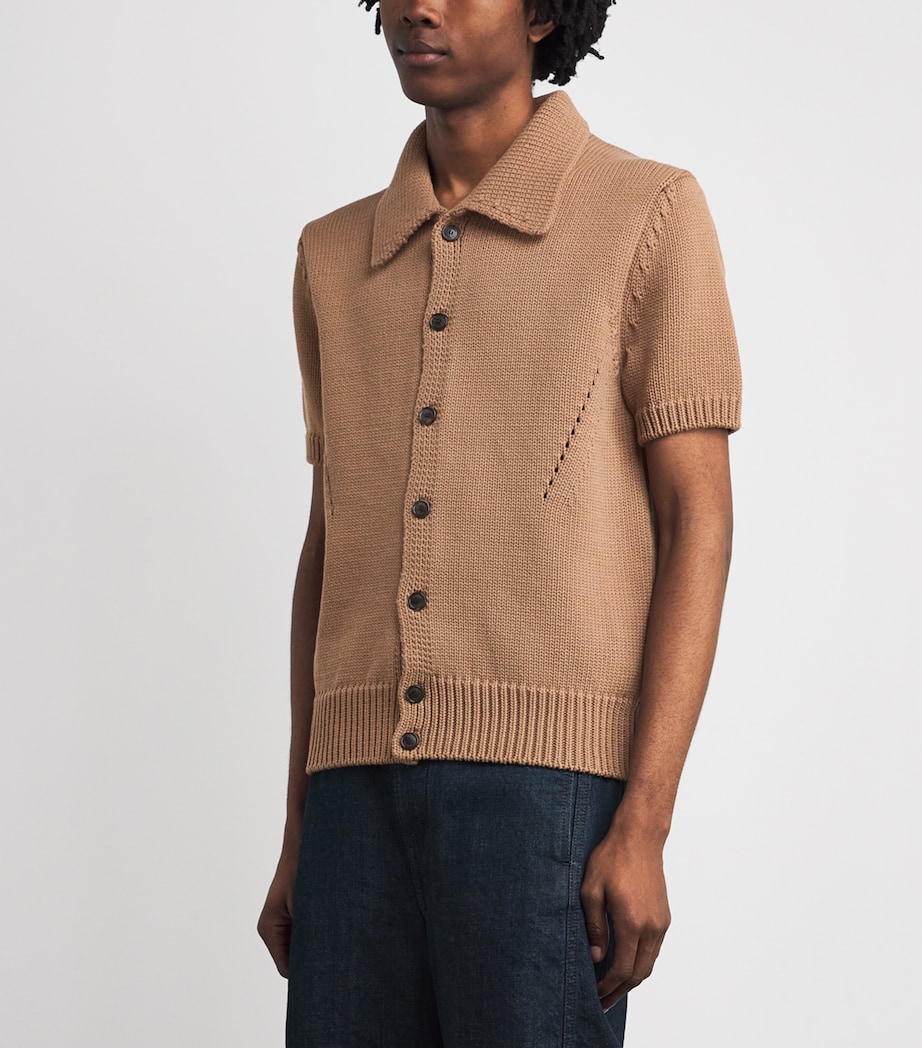 System Mens Cotton-Blend Collar Cardigan Camel Image 4