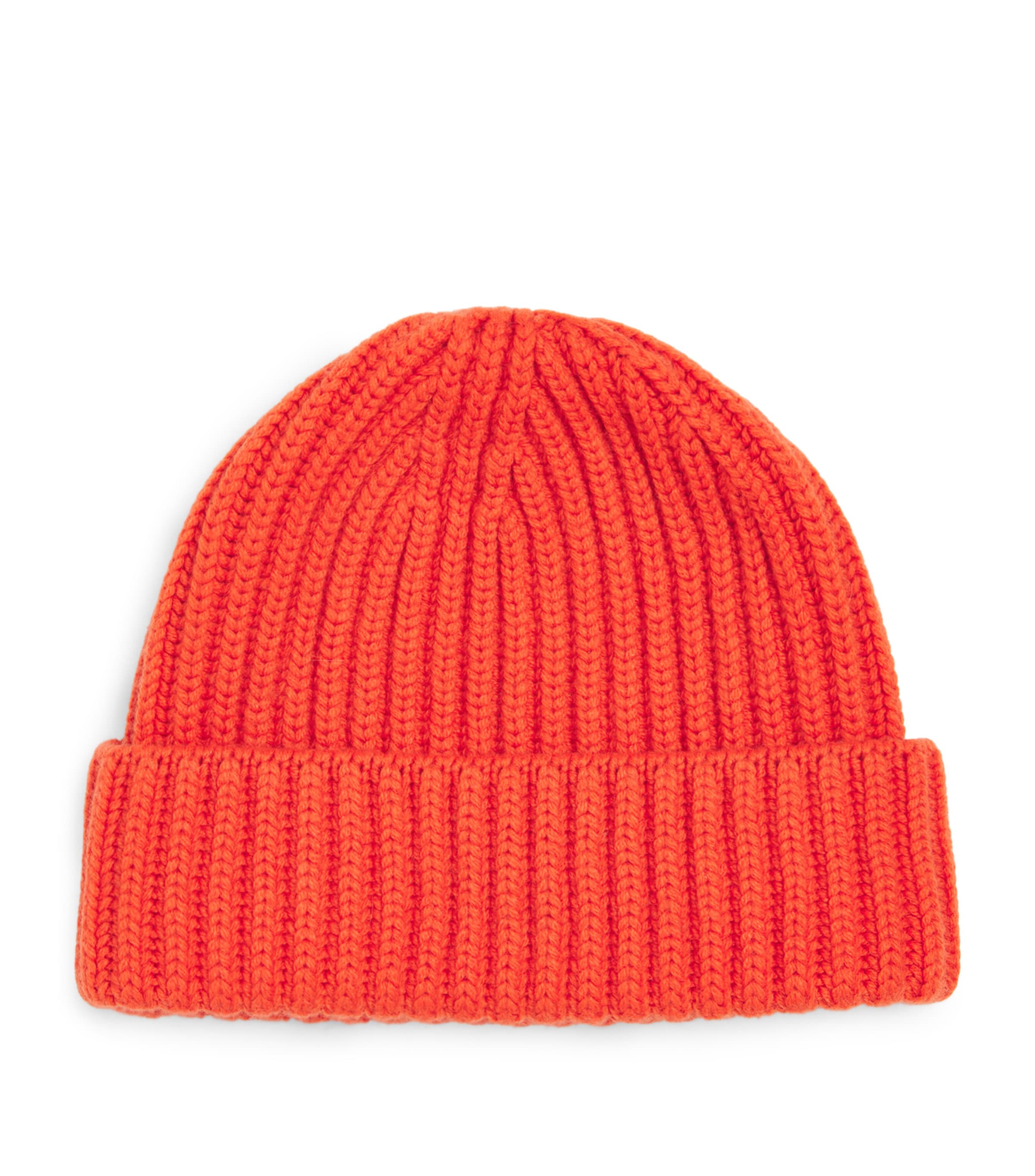 Drake's Cashmere Ribbed Beanie In Orange