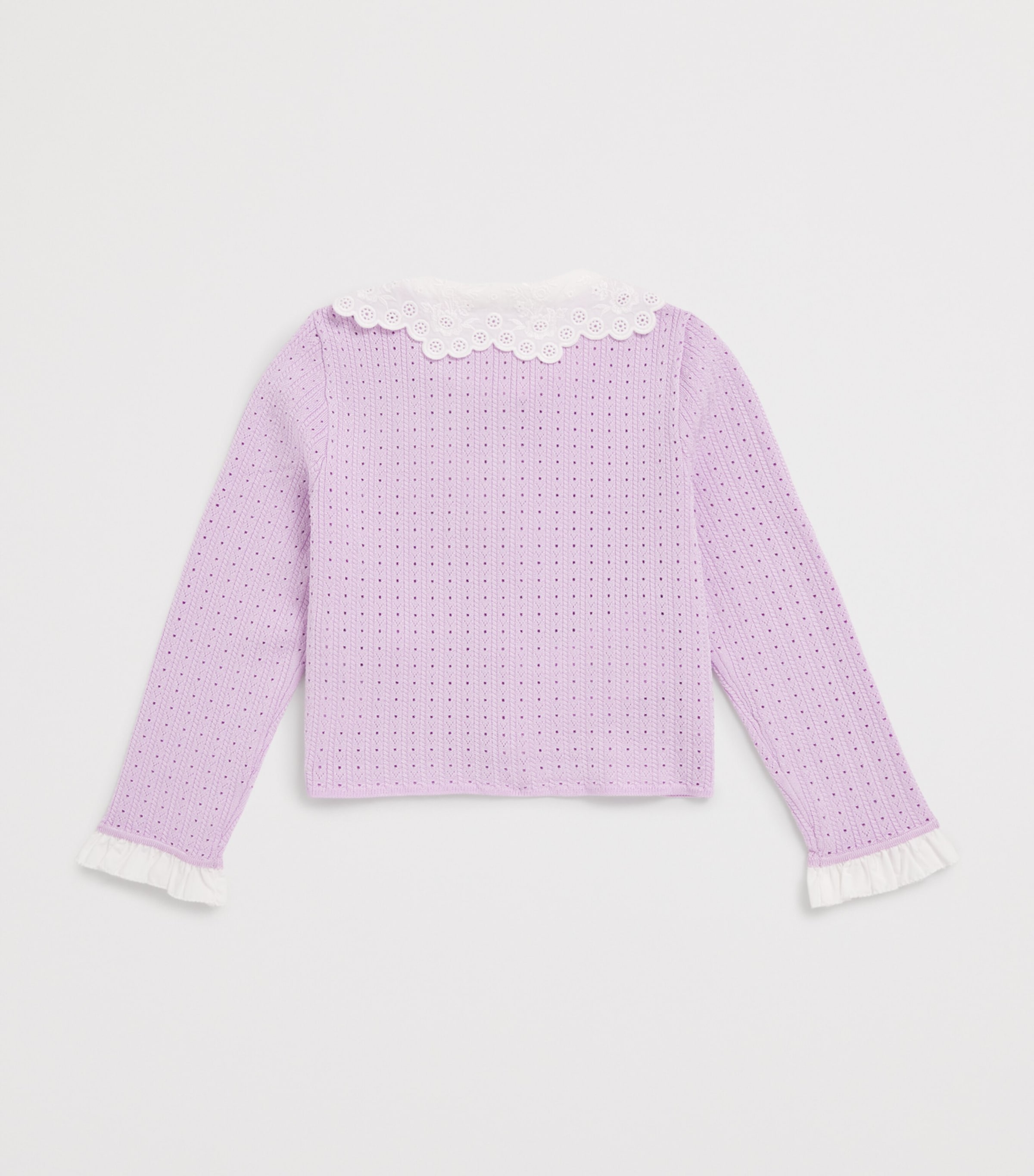 Pointelle Knitted Ribbed Cardigan (3-12 Years) PINK Image 2