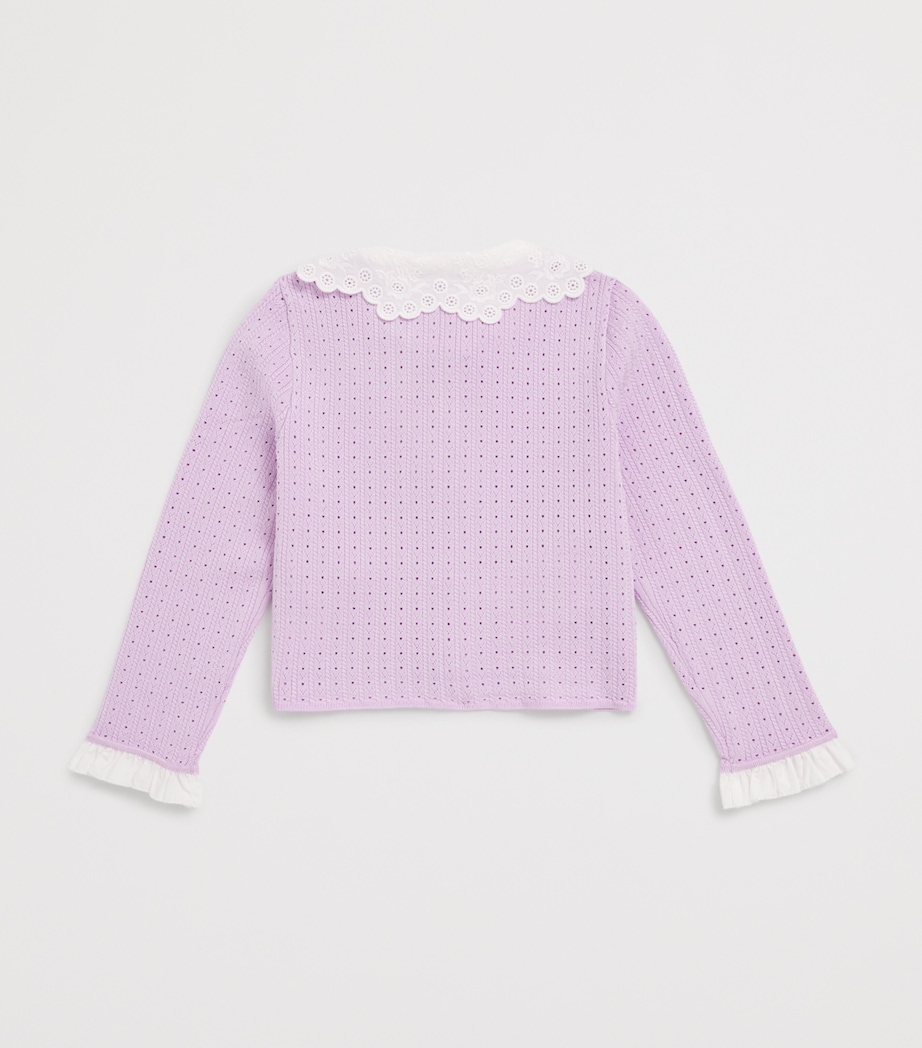 Pointelle Knitted Ribbed Cardigan (3-12 Years) PINK Image 2