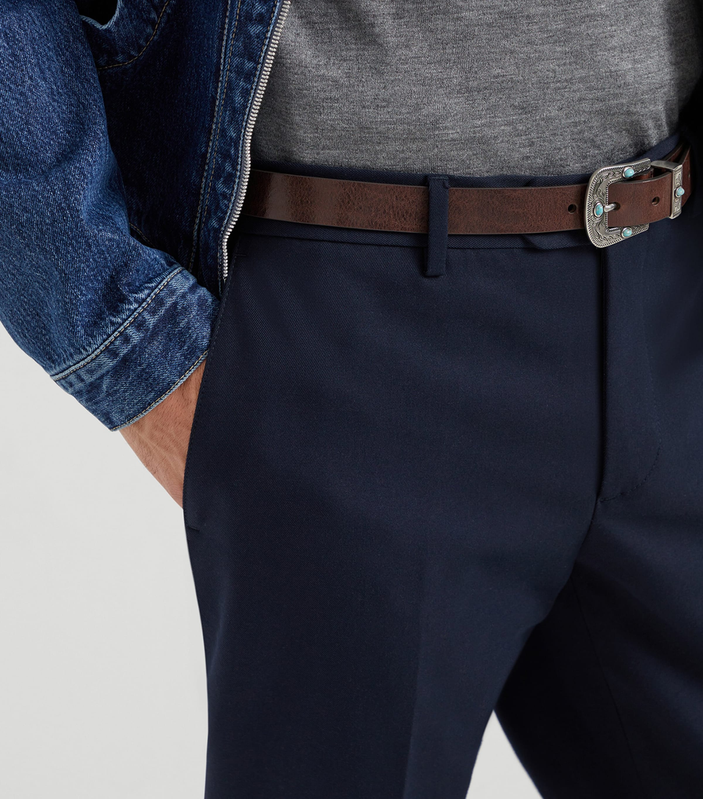 Cotton-Virgin Wool Gabardine Trousers C7171 Image 5