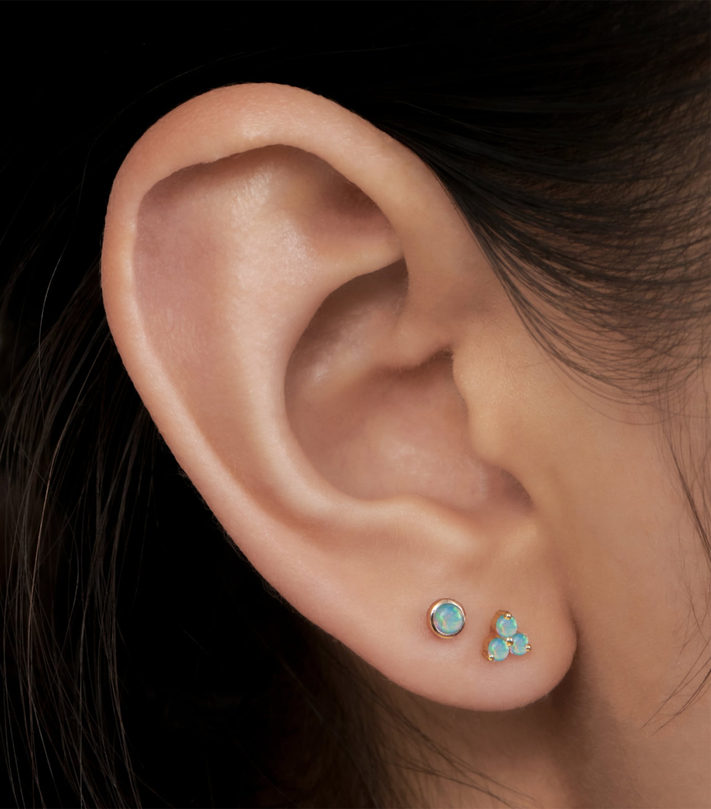 Maria Tash Opal Threaded Stud Earring (3mm) Rose Gold Image 2