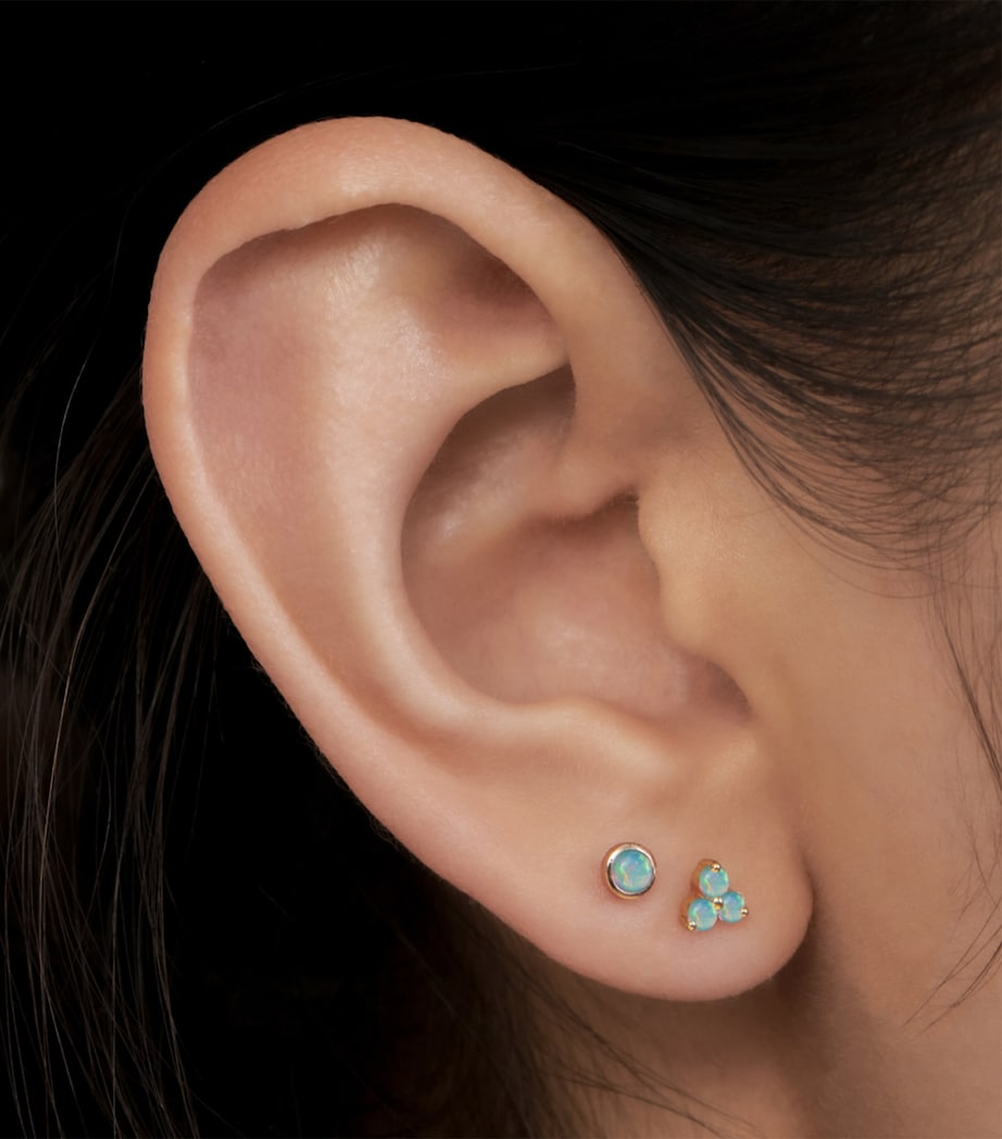 Maria Tash Opal Threaded Stud Earring (3mm) Rose Gold Image 2