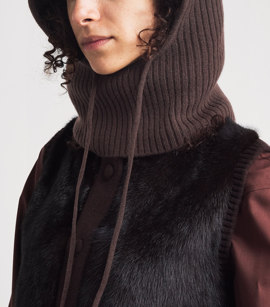 Yves Salomon Cashmere Ribbed Balaclava Image 2
