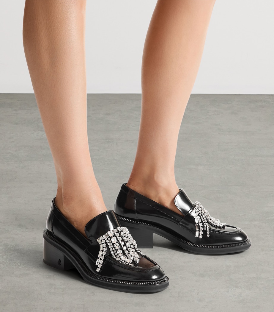 Jimmy Choo Tylor 60 Leather Heeled Loafers Black/crystal Image 2