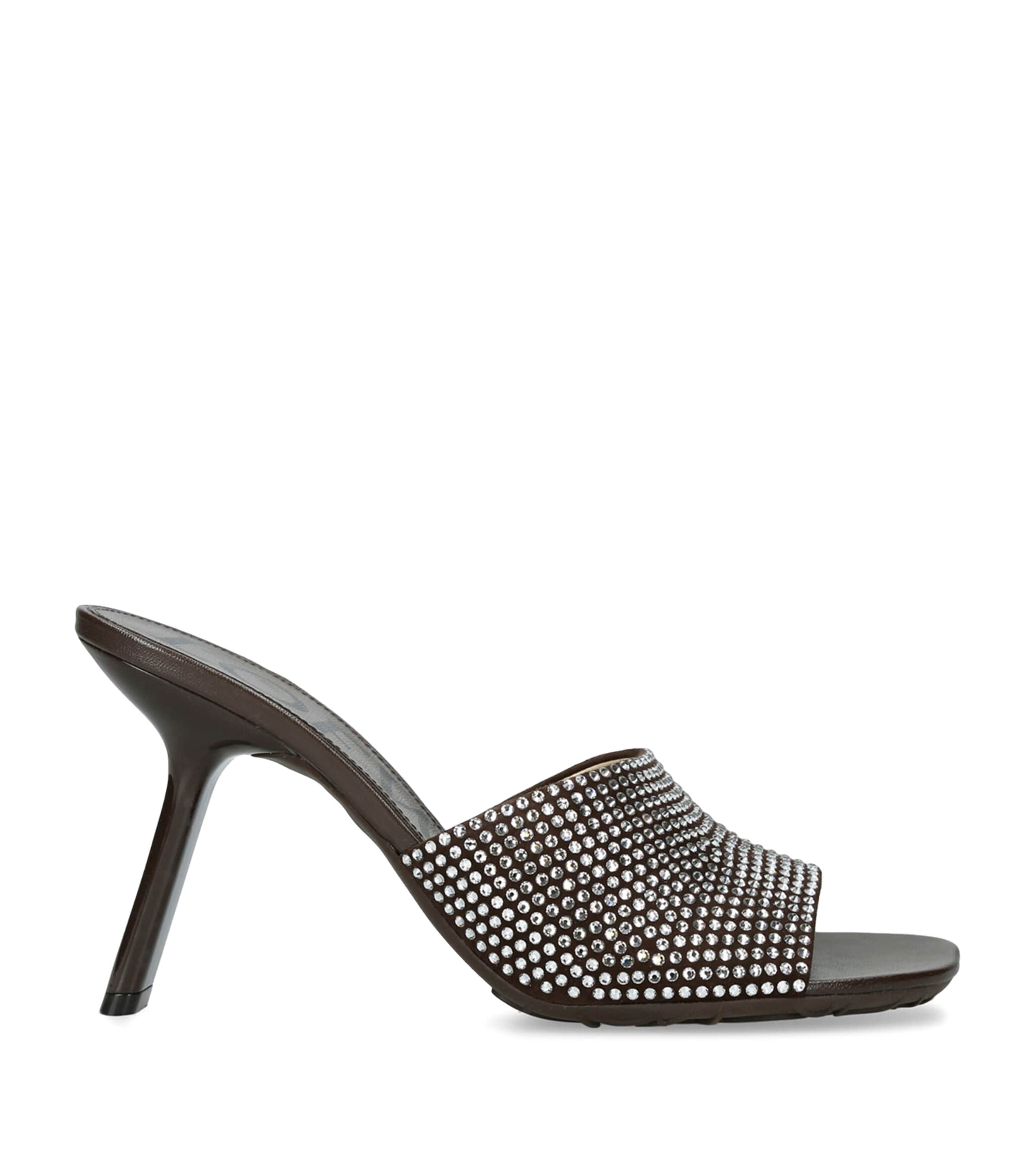 Loewe Petal 90mm Rhinestone-embellished Leather Sandals In Brown