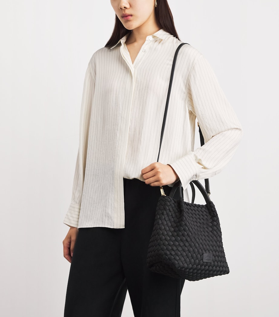 Harrods Mini Neoprene Woven Tote Bag Black Image 4