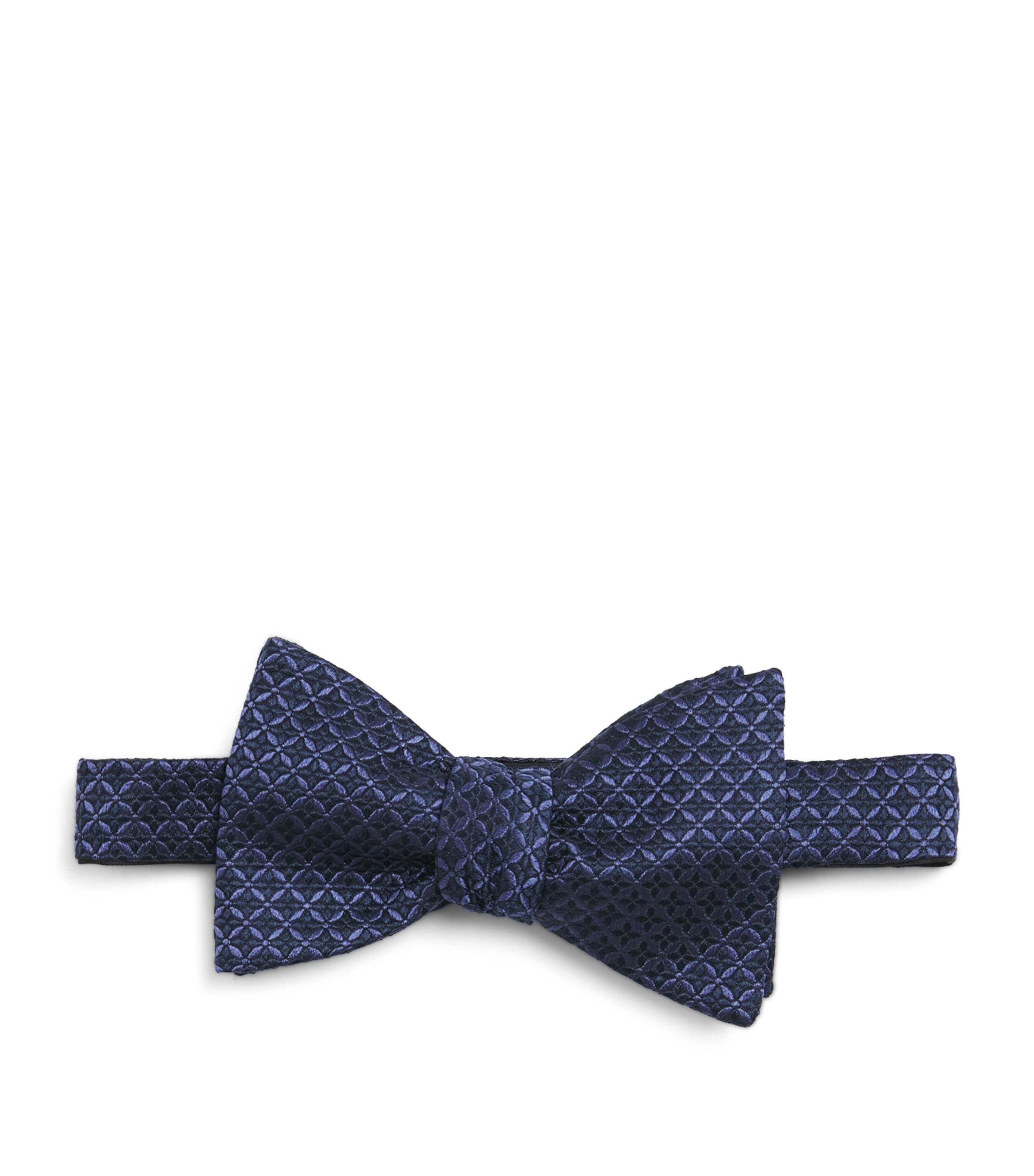 Eton Silk Geometric Pre-Tied Bow Tie Navy Blue Image 1