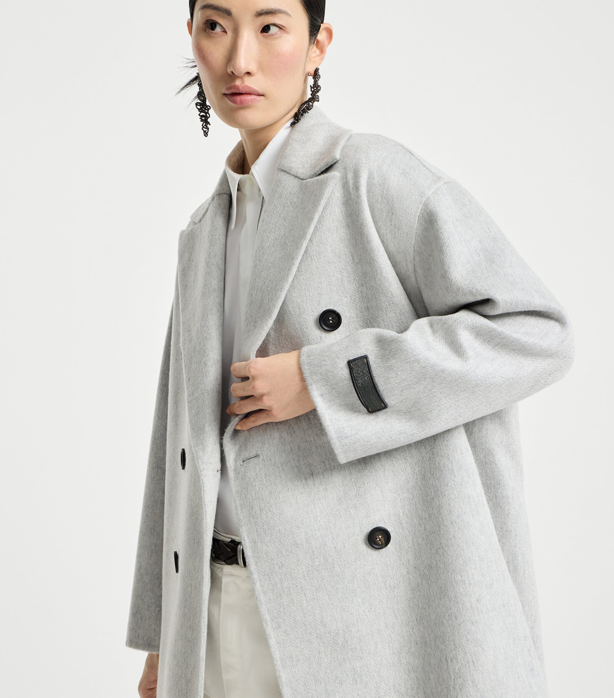Brunello Cucinelli Womens Cashmere Double Beaver Cloth Pea Coat Image 4