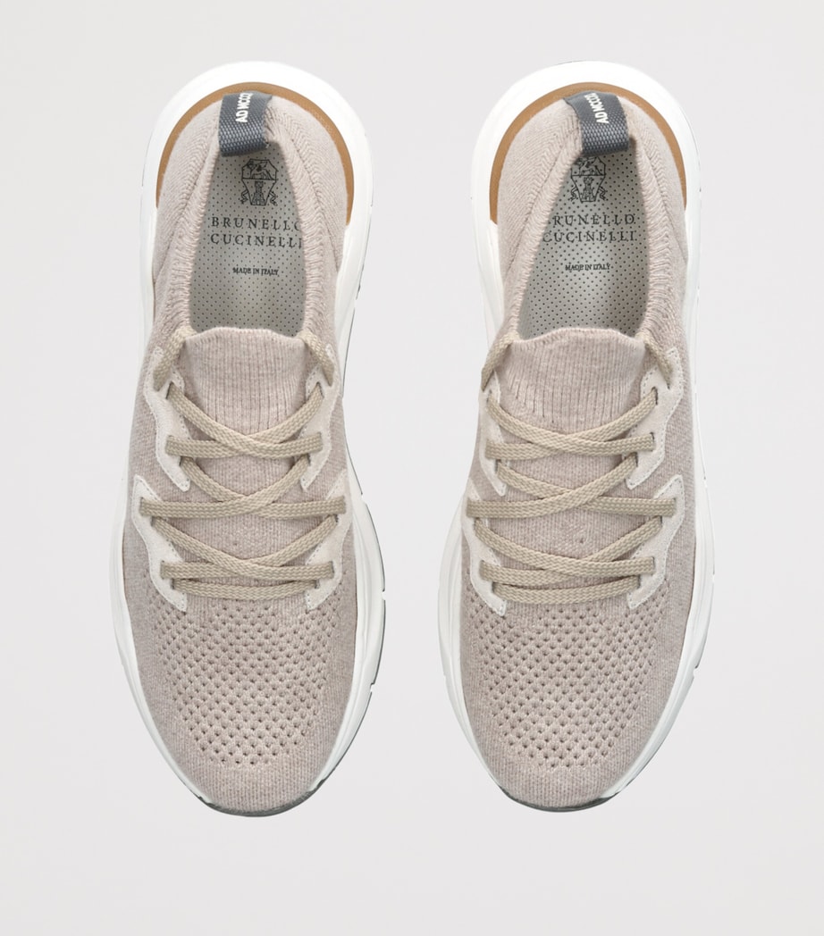 Cotton Knitted Runner Sneakers BEIGE Image 4