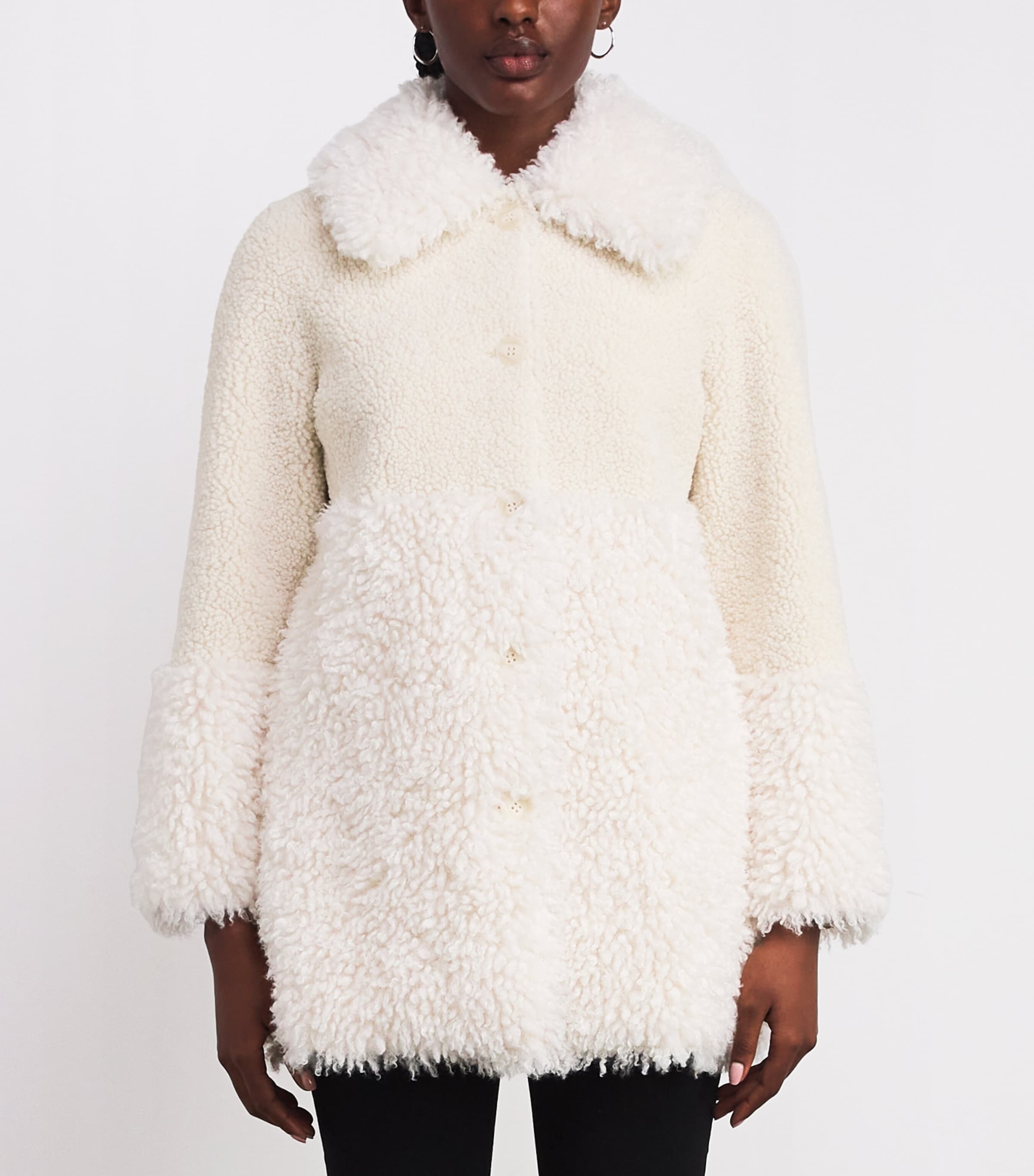 Shearling Collared Coat ECRU Image 3