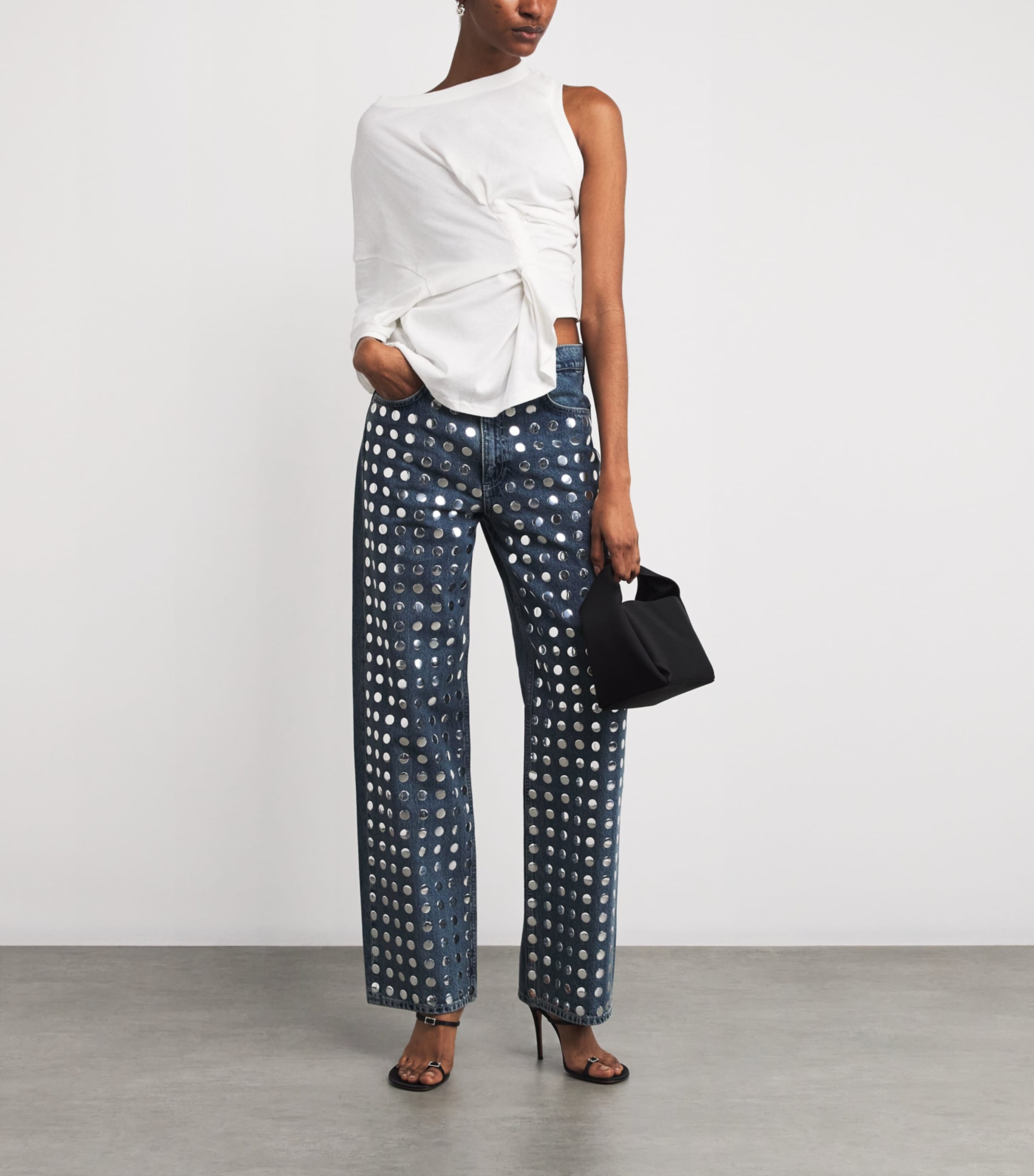 Satin Heeled Sandals 105 BLACK Image 5