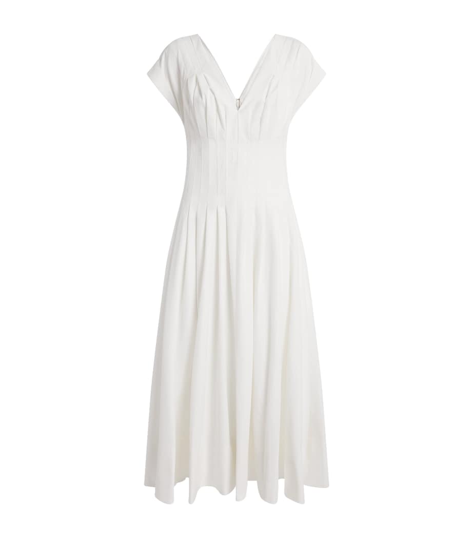 Cotton Pleated Nina Midi Dress WHITE Image 1
