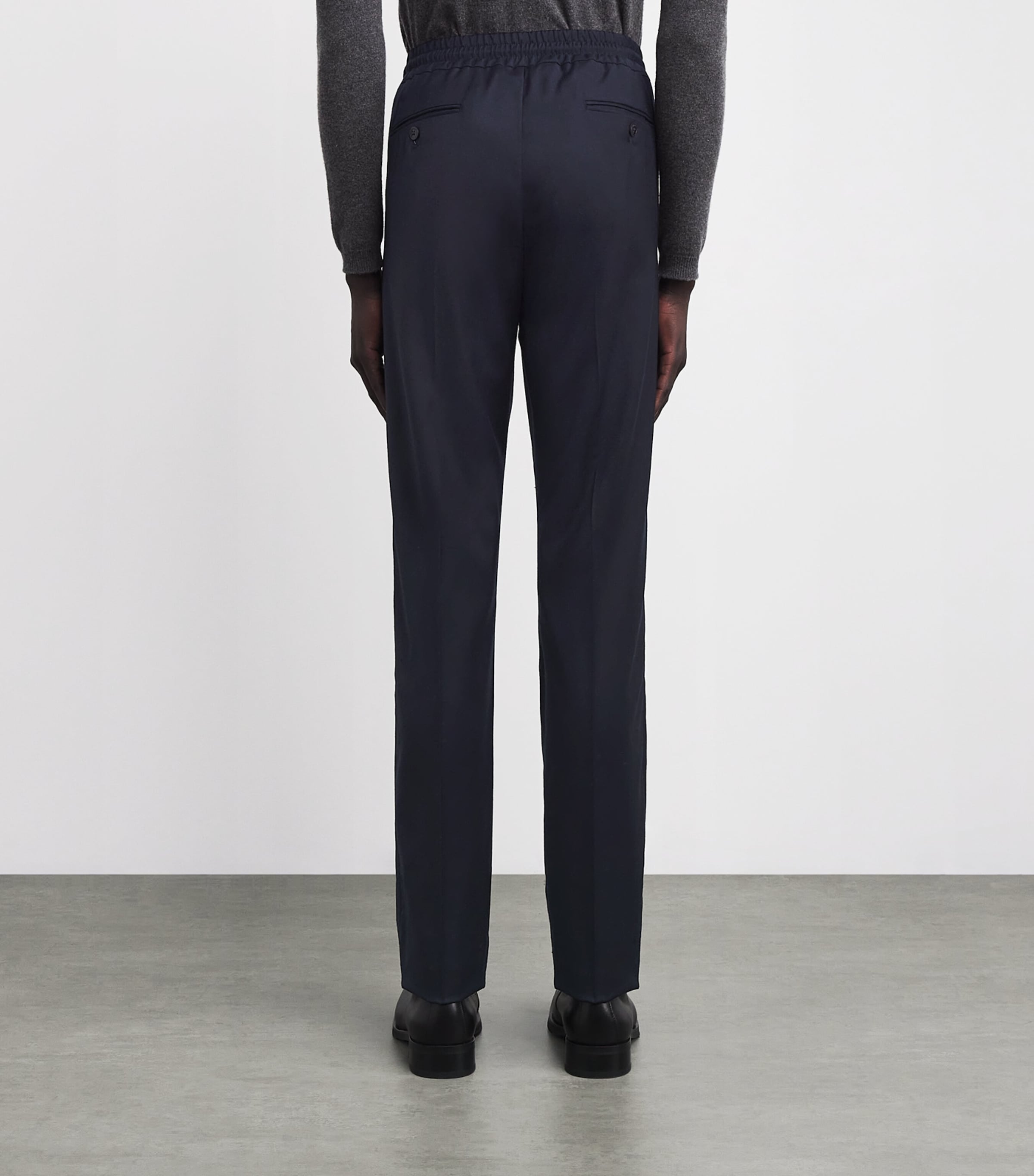 Wool Drawstring Trousers 01 BLUE NAVY Image 4