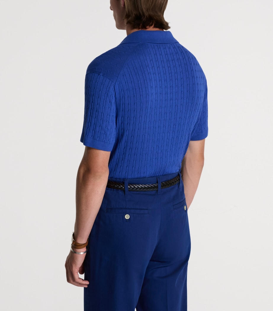 Dunhill Mens Cotton-Mulberry Silk Polo Shirt Blue Image 3
