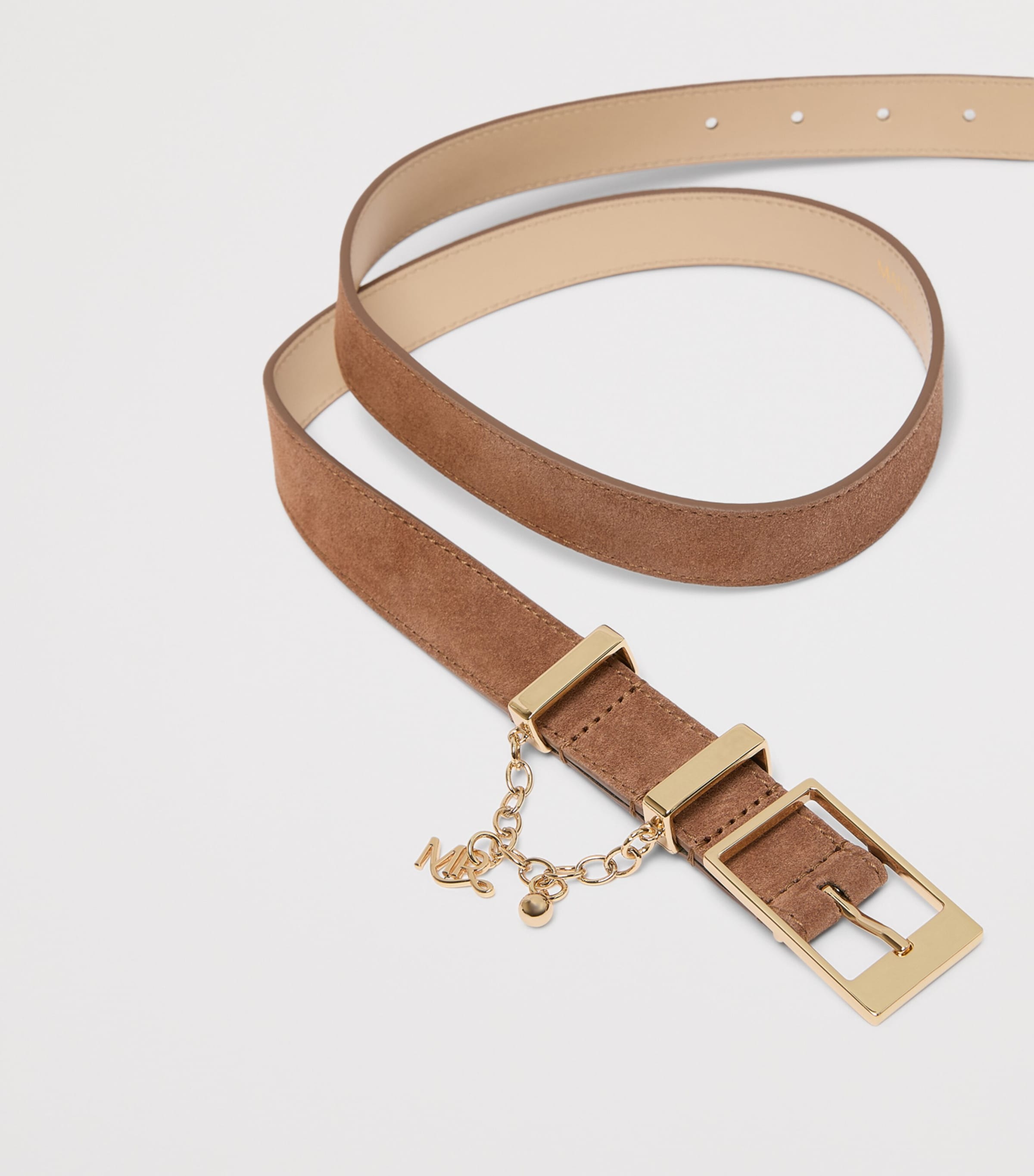 Marina Rinaldi Suede Logo Chain Belt Brown Image 3