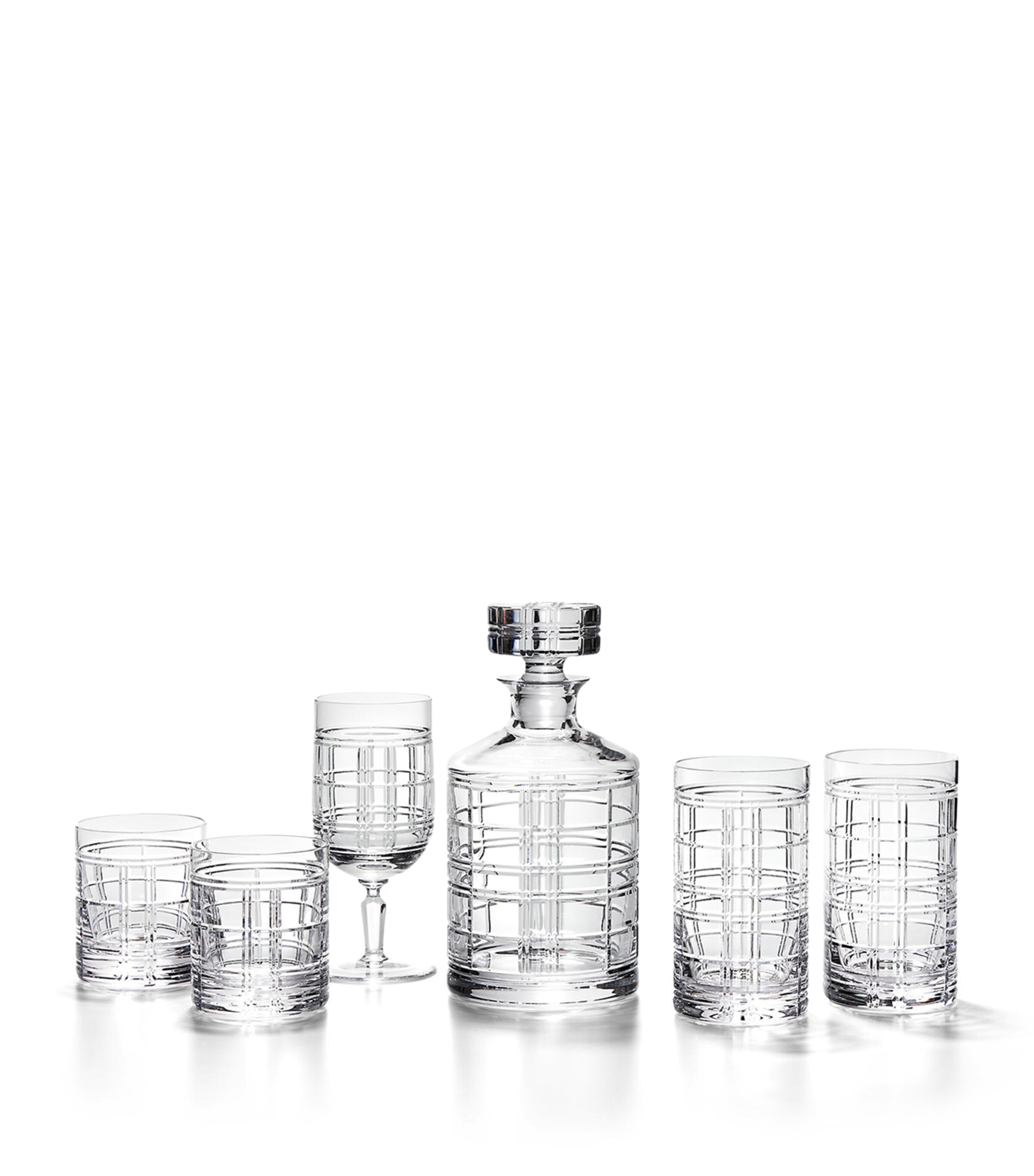 Set of 2 Hudson Plaid Old Fashioned Glasses CLEAR Image 3