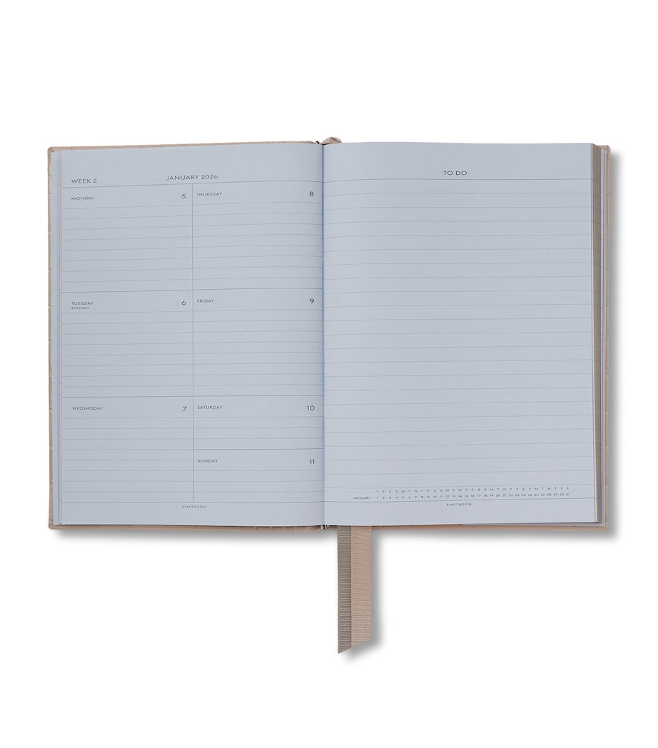 Mara Leather Croc-Embossed A5 Soho Diary 2026 SANDSTONE Image 2
