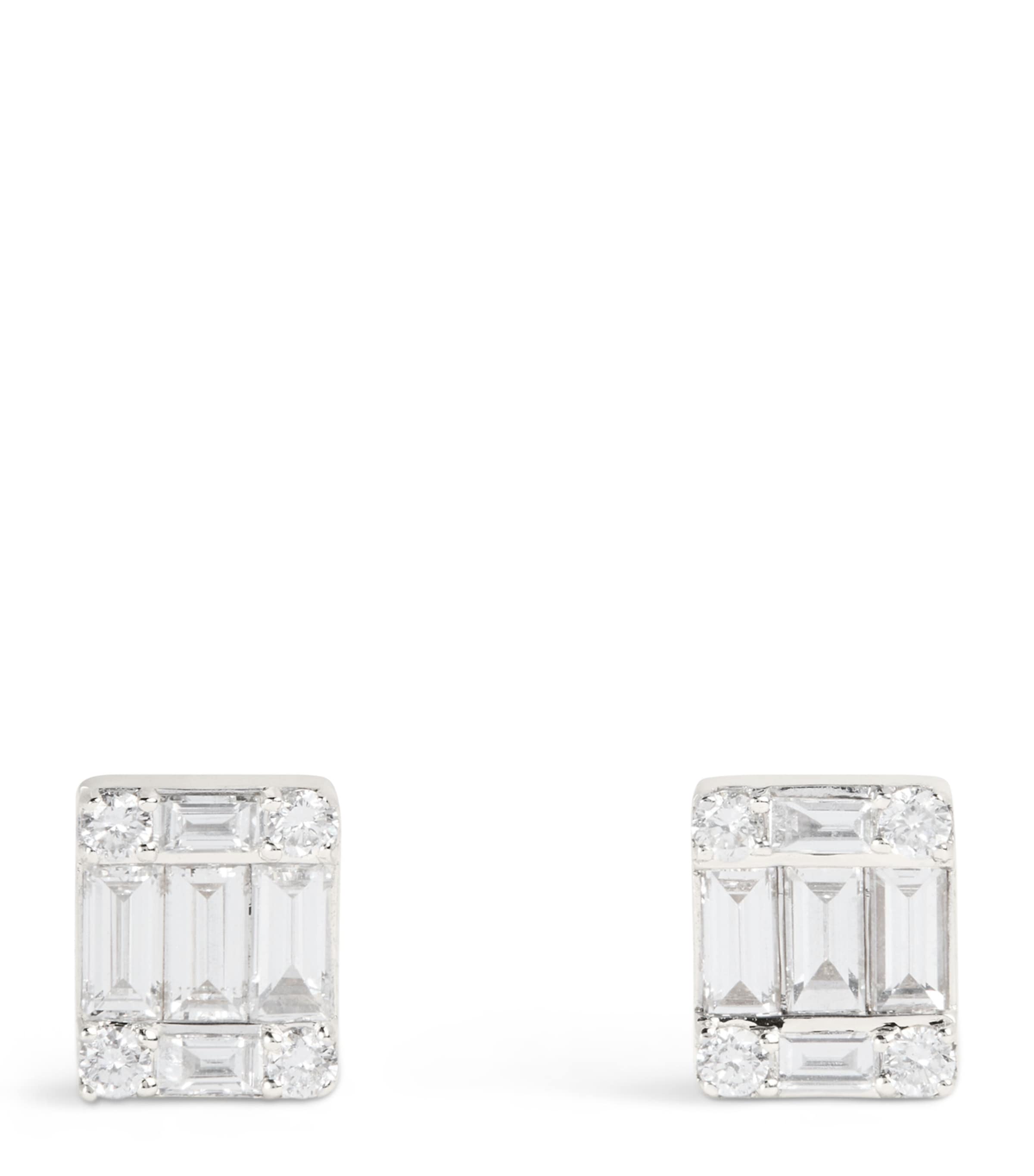 Harrods White Gold And Diamond Stud Earrings