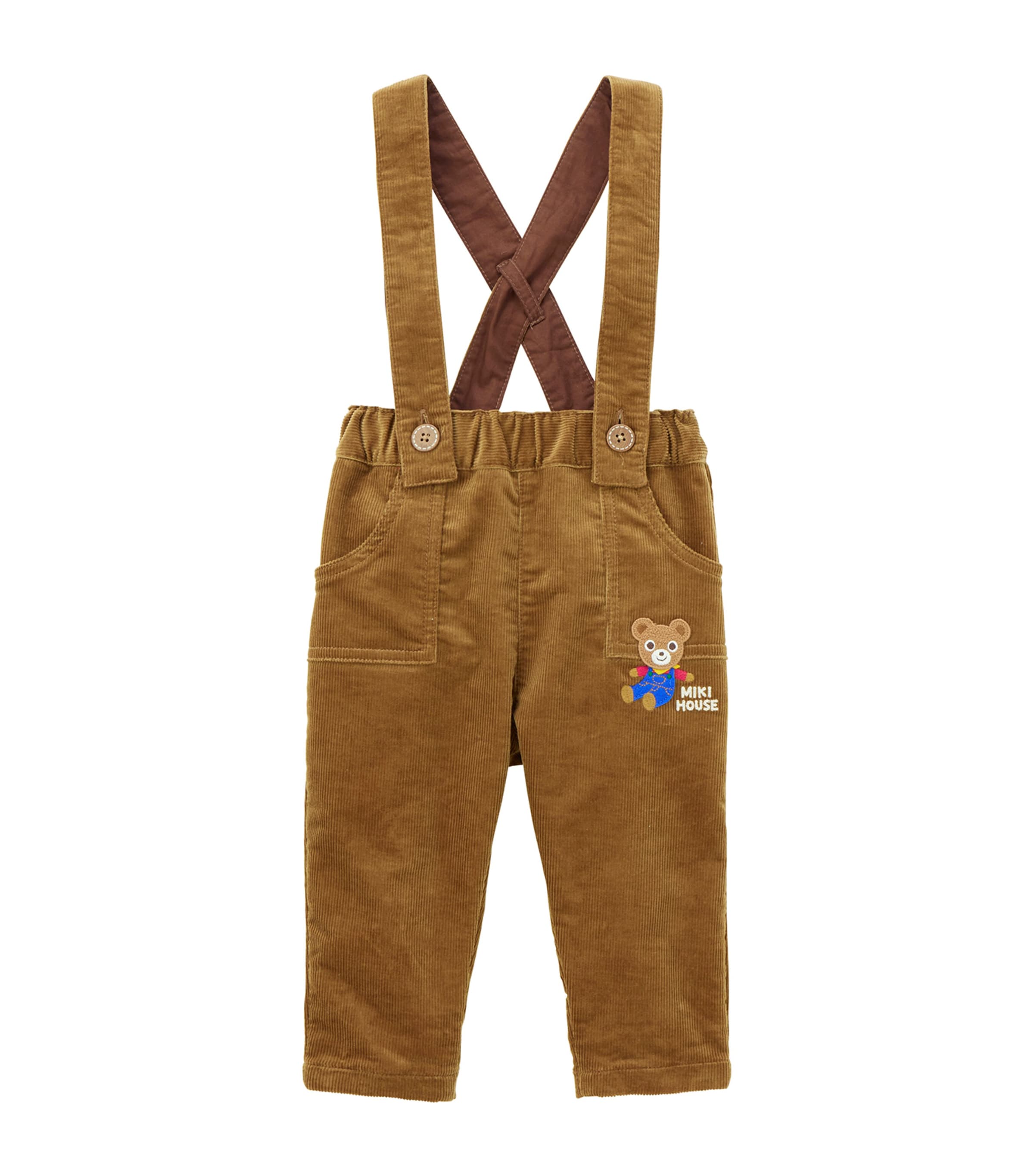 Miki House Kids' Corduroy Dungarees In Brown