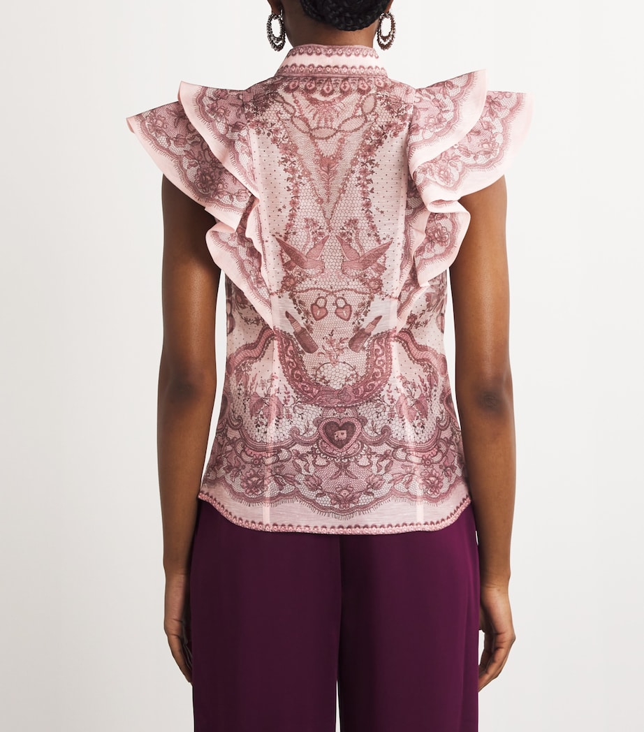 Zimmermann Womens Linen-Silk Crush Blouse Pnklacpripnk Lceprnt Image 4