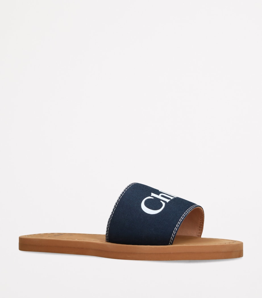 Chloé Kids Canvas Logo Slides Navy Image 3
