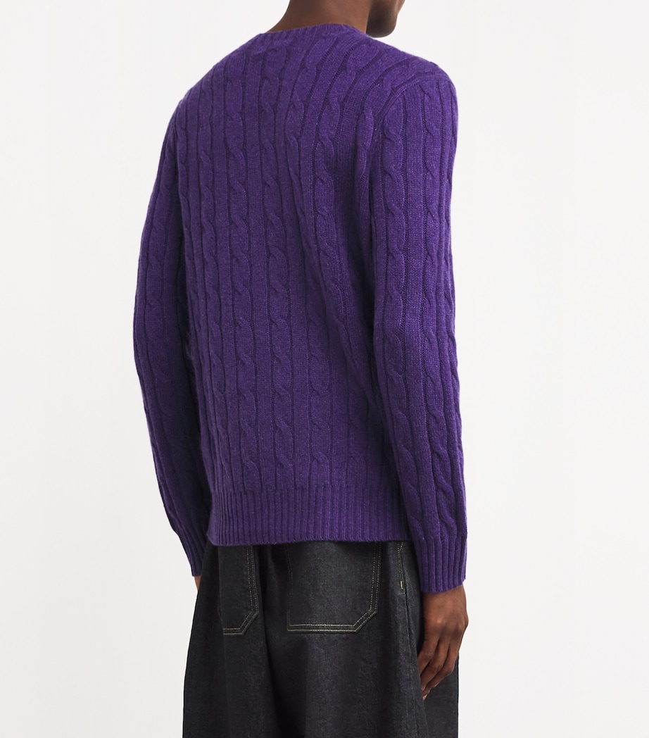 Polo Ralph Lauren Mens Cashmere Cable-Knit Sweater Purple Image 4
