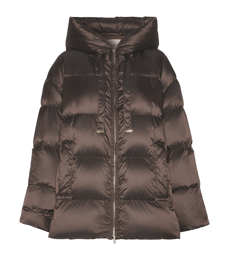 Max Mara Womens Hooded Puffer Jacket Dark Brown Image 1