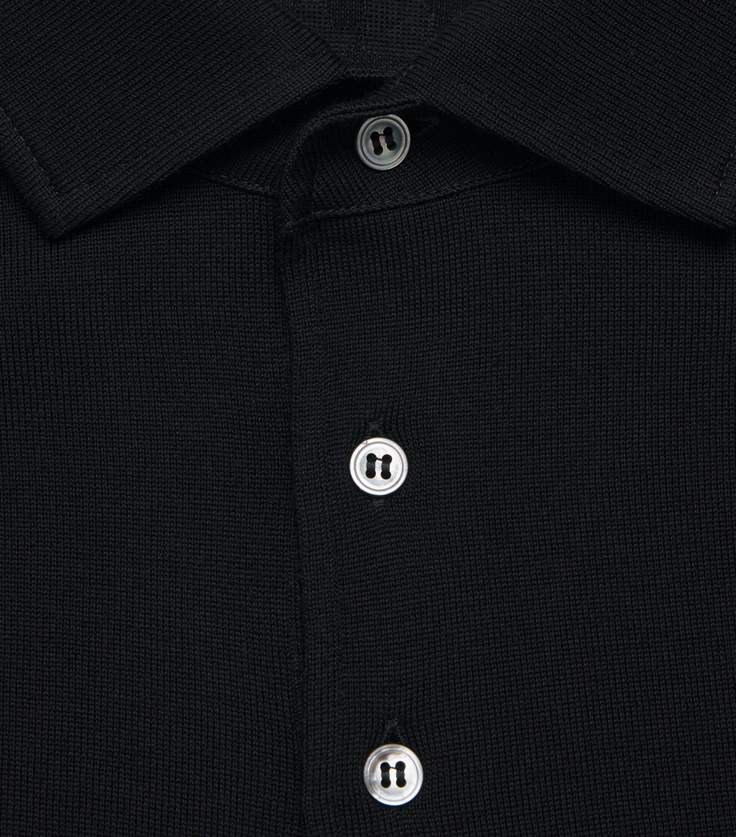 Lardini Mens Virgin Wool Long-Sleeve Polo Shirt Navy Image 6