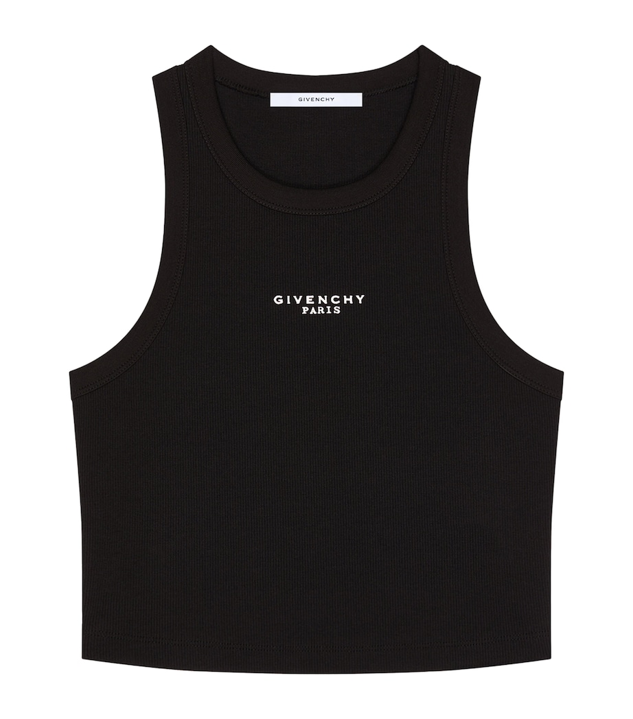 Stretch-Cotton Logo Tank Top BLACK Image 1