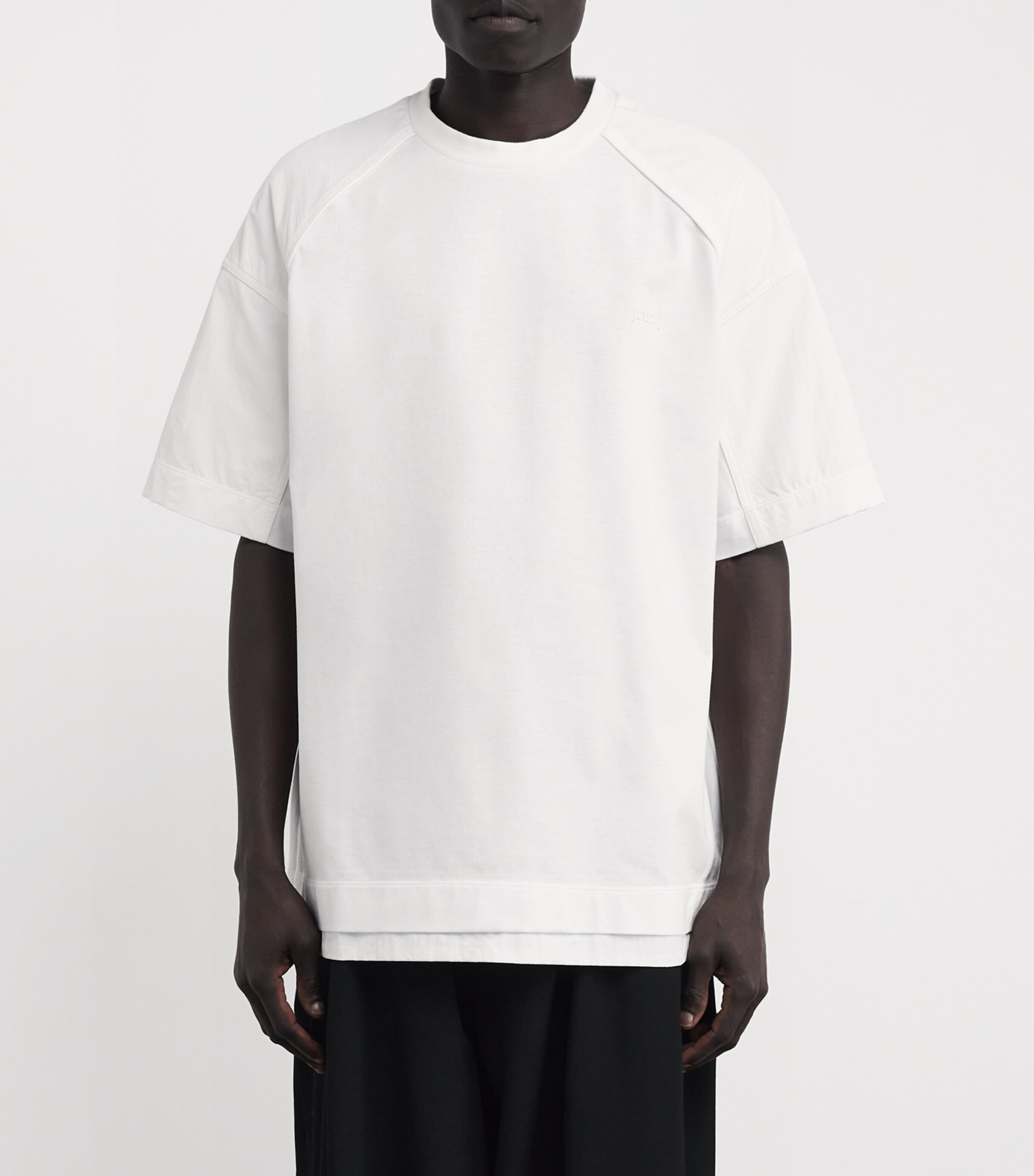 Cotton-Nylon Layered T-Shirt WHITE 1 Image 3