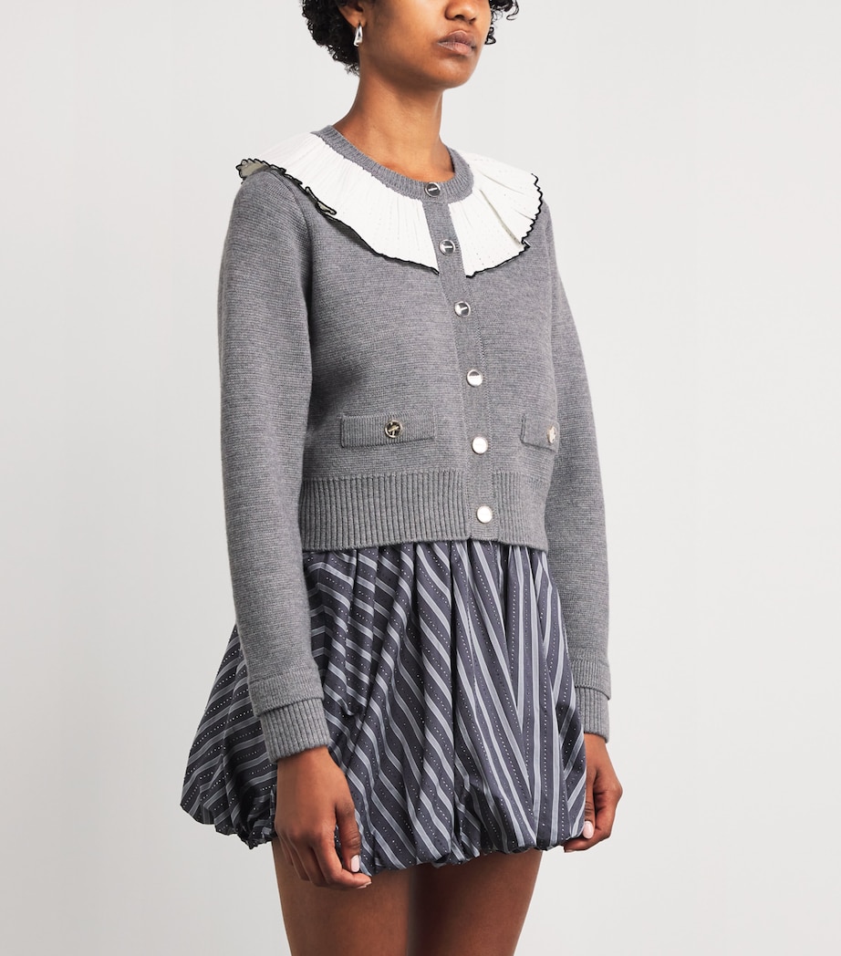 Wool-Blend Ruffle-Collar Cardigan GREY Image 3