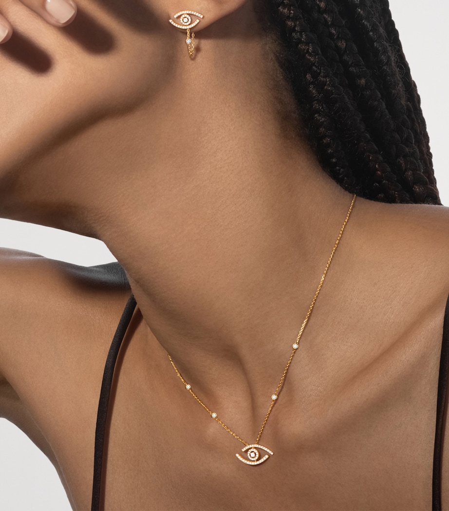 Messika Lucky Eye Yellow Gold and Diamond Pavé Necklace (0.29ct) Yellow Gold Image 2