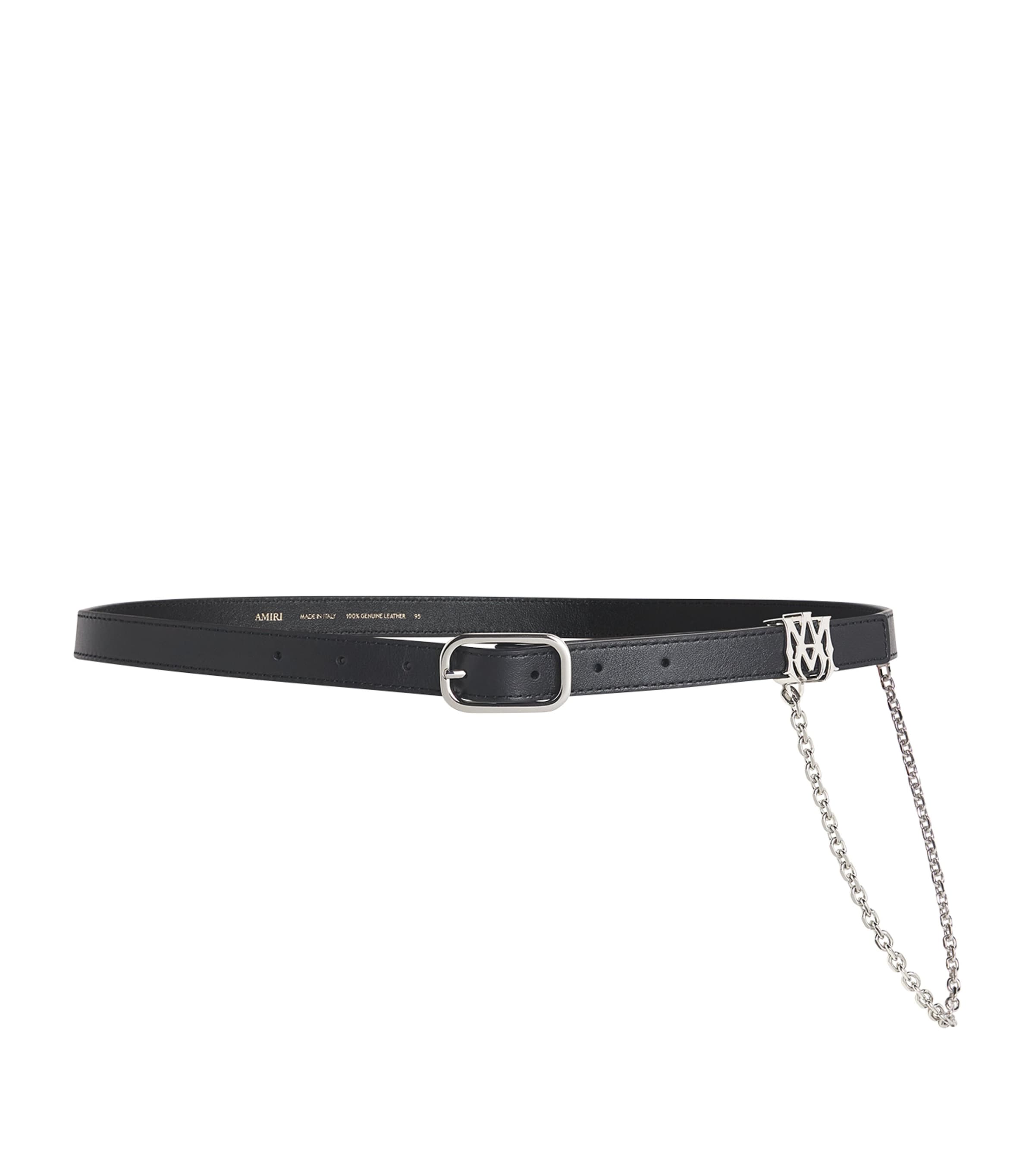 AMIRI Leather Chain Belt Black Nickel Image 1