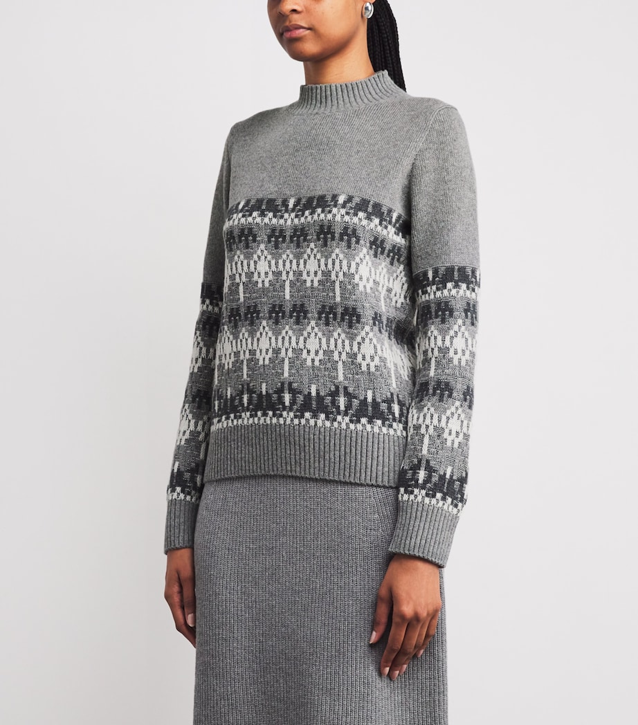 Lambswool-Blend Jacquard Sweater 3530 M GREY MEL Image 3