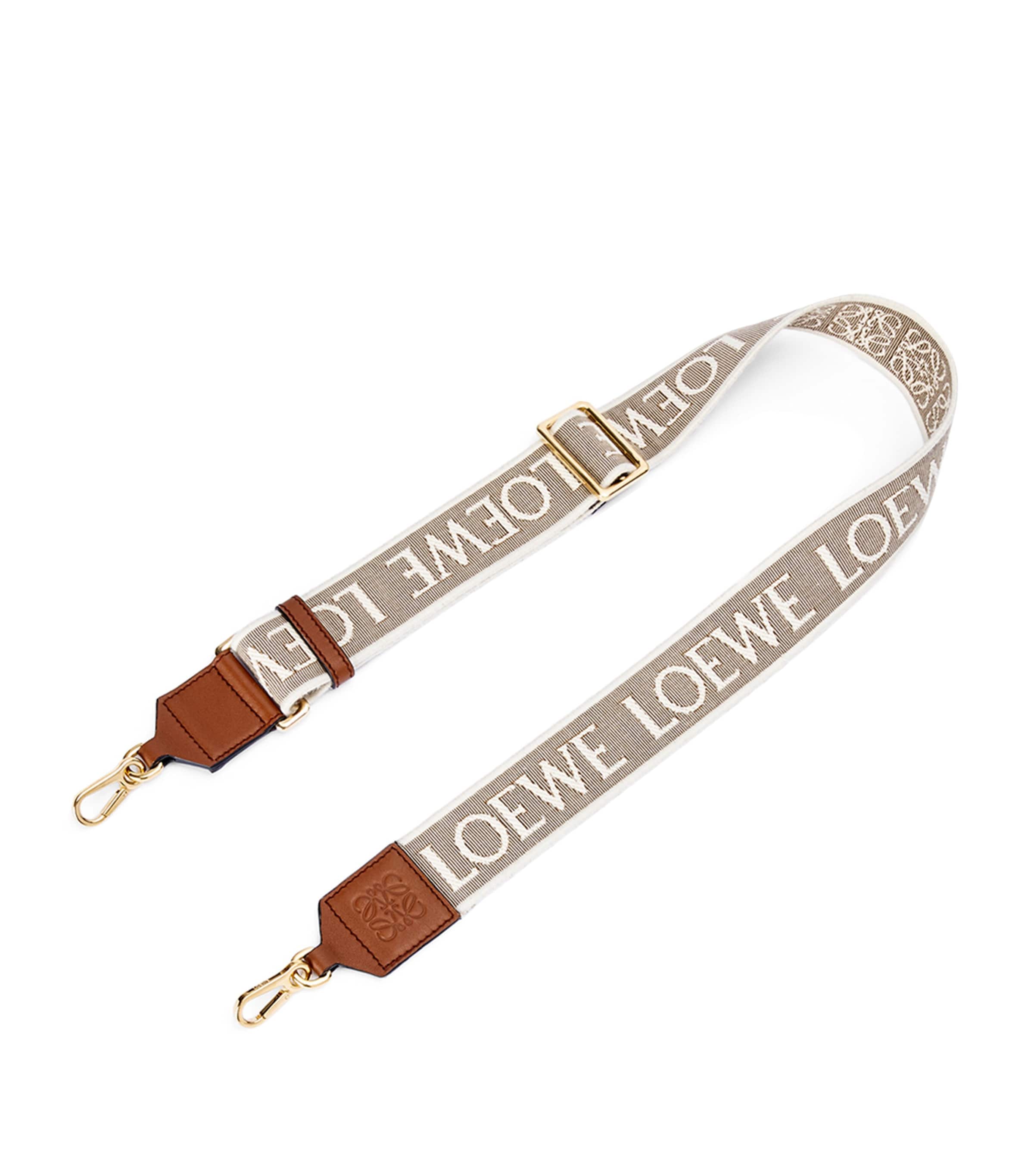 Loewe Leather And Canvas Logo Bag Strap In Gray
