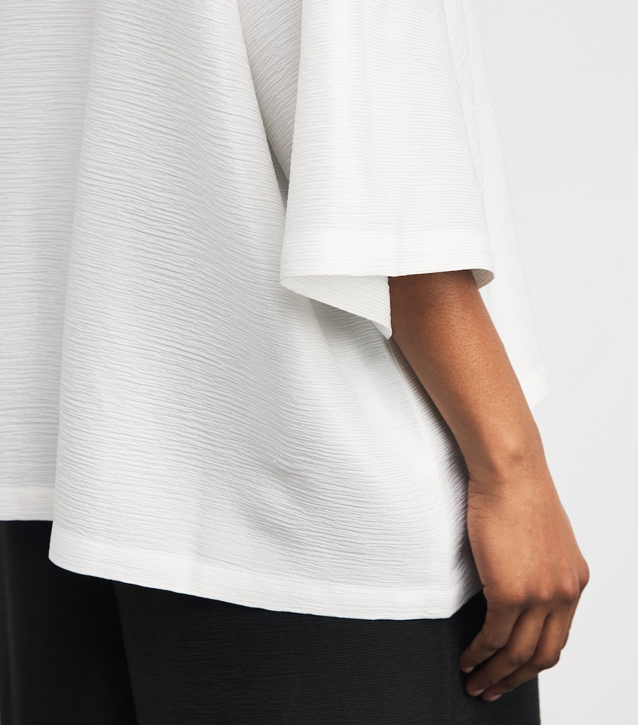 Silk Plissé Scoop-Neck Top WHITE Image 6