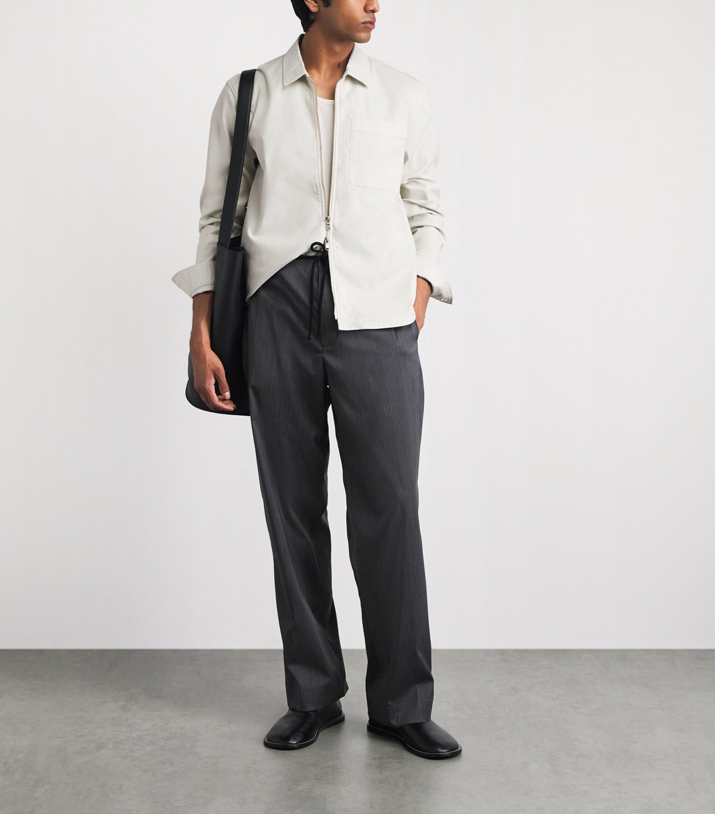 Officine Generale Mens Cotton-Blend Malo Overshirt Moon Image 2