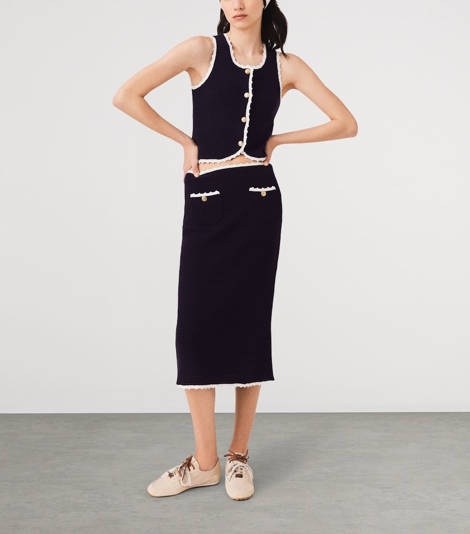 Maje Womens Knitted Midi Skirt Navy Image 5