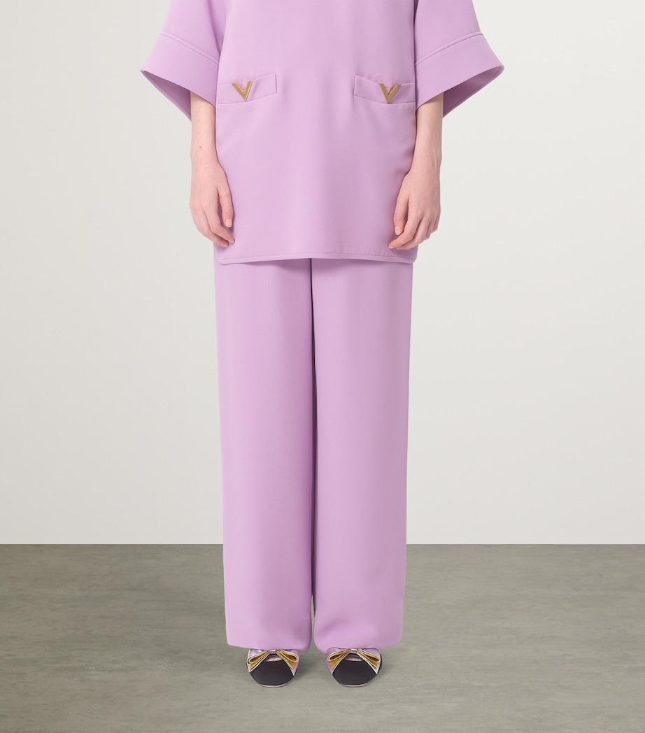 Valentino Womens Silk Wide-Leg Trousers Image 2