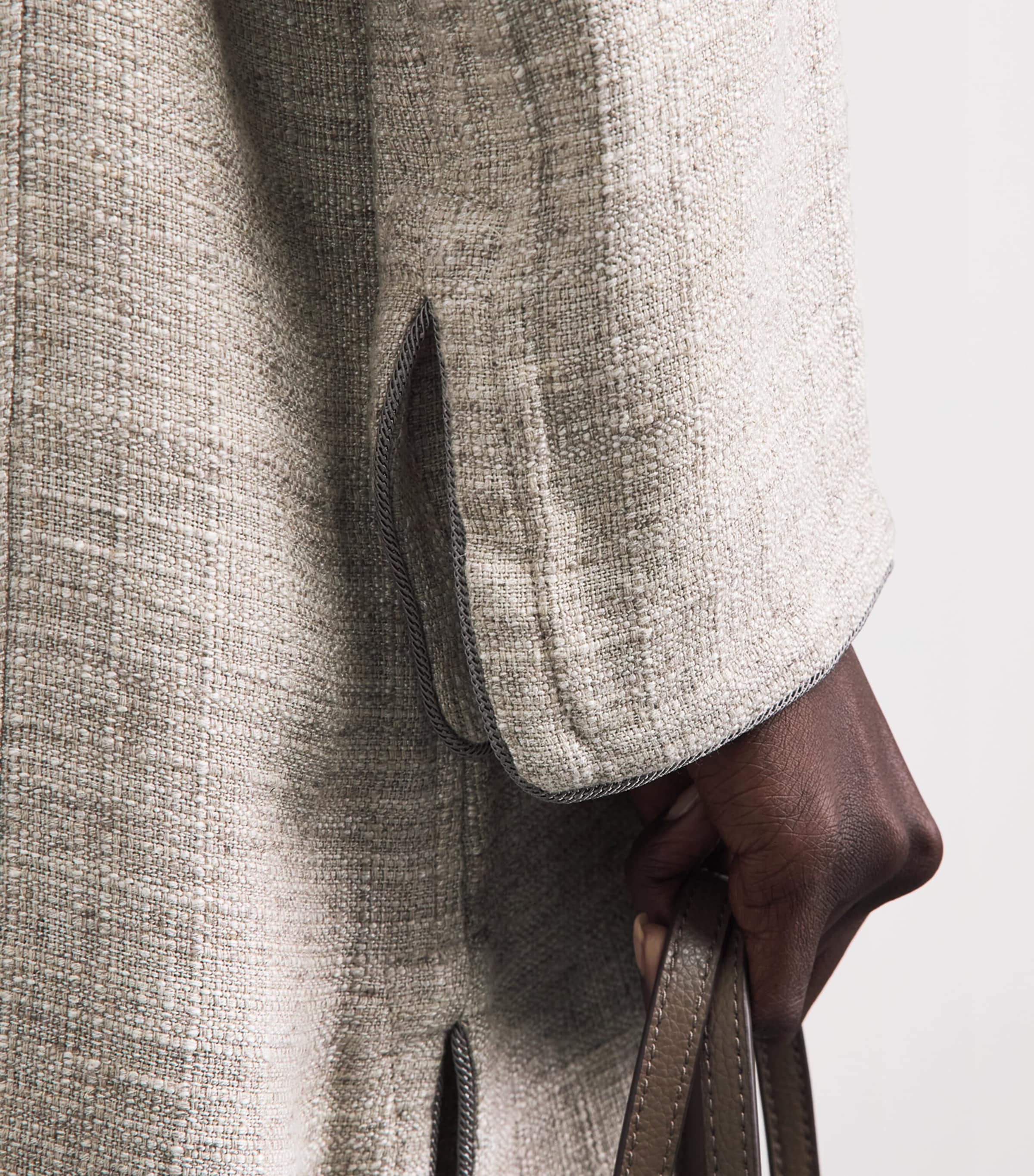Eskandar Womens Linen-Blend Bakhtiari Cardigan Natural Image 3